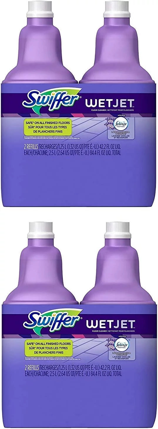 1.25 Scent, Febreze WetJet Comfort Pack) Hardwood Solution Swiffer Multi-Purpose Cleaner Liter and with Lavendar Refill, and (4 Vanilla Floor