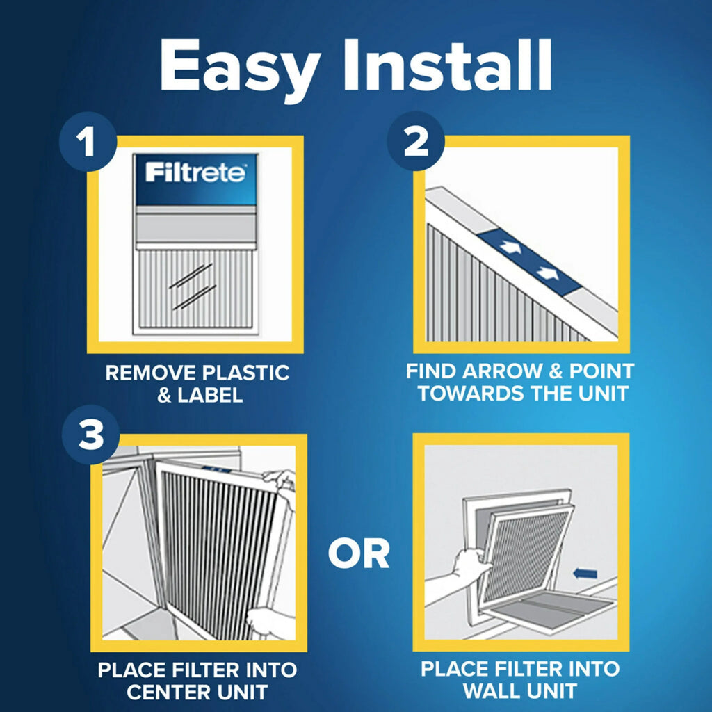Allergen Filter, 1200 Reduction, MPR 16x16x1 Filtrete 4 Plus Air MERV Filters Odor 11,