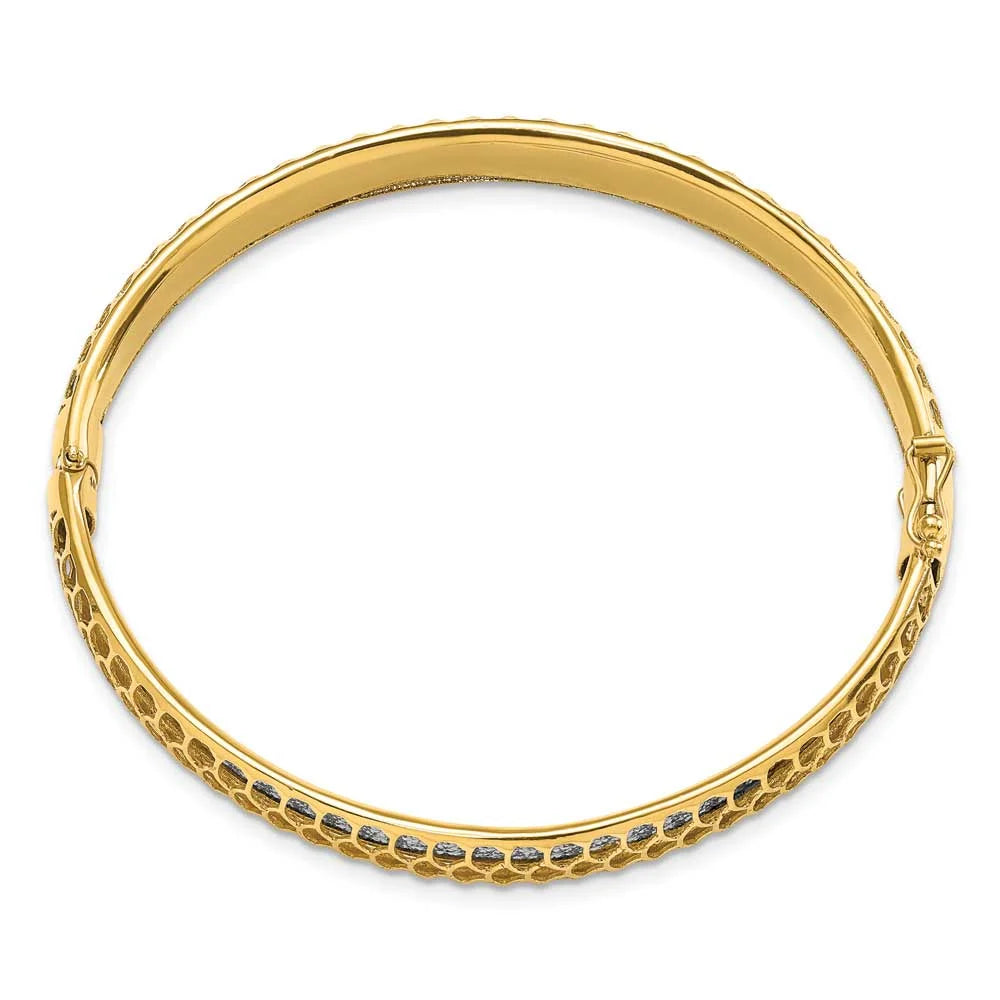 Hinged 14k Two-Tone Polished Bangle D/C Gold