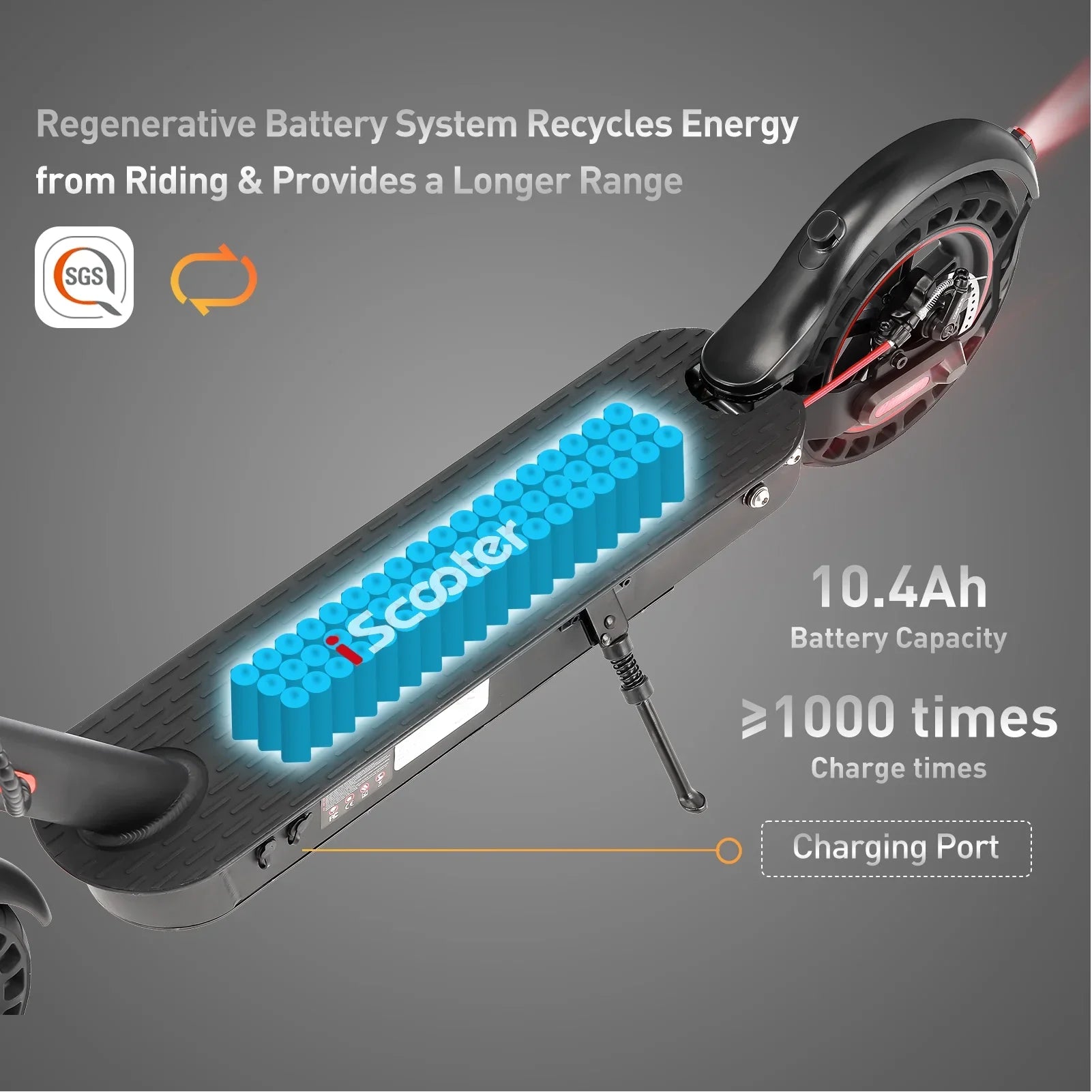 Battery Adults,10 Speed Double Max Foldable System Long-Range with iScooter Braking In Commuting km, 30 Electric 18-25 Tires, Miles Portable and 500 Motor W for Solid Max Scooter,
