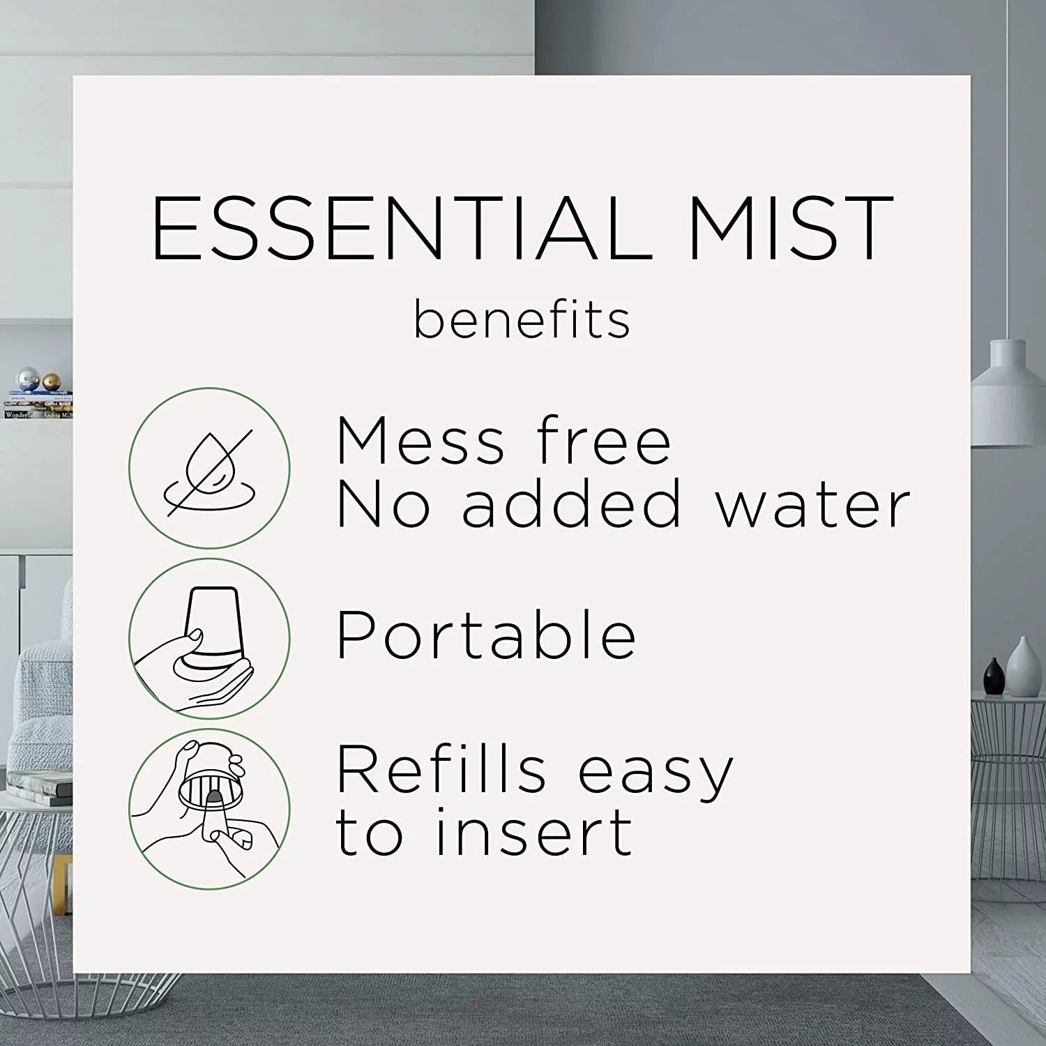 5 Essential Essential Mandarin Oils Refill, Orange, Freshener Mist ct, Wick & Diffuser, Air Sweet Air