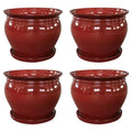 with Planter Saucer, Patio Wisteria 8" Round Pot (4 Pack) Southern Ceramic