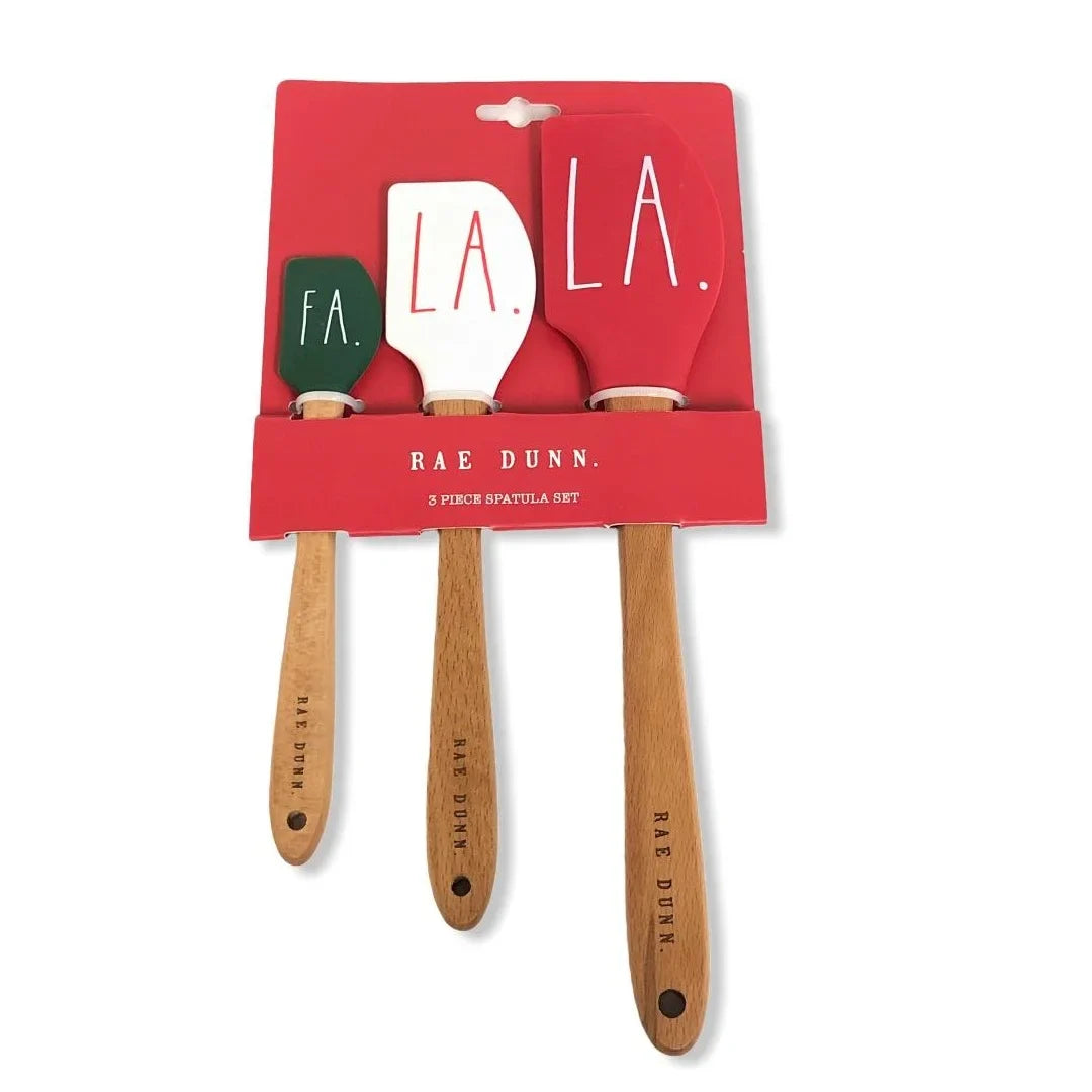 Spatula Dunn Silicone Hard Spatula LA.” 3 Handles LL “FA. Pc. Set with Rae LA. Letter Wood