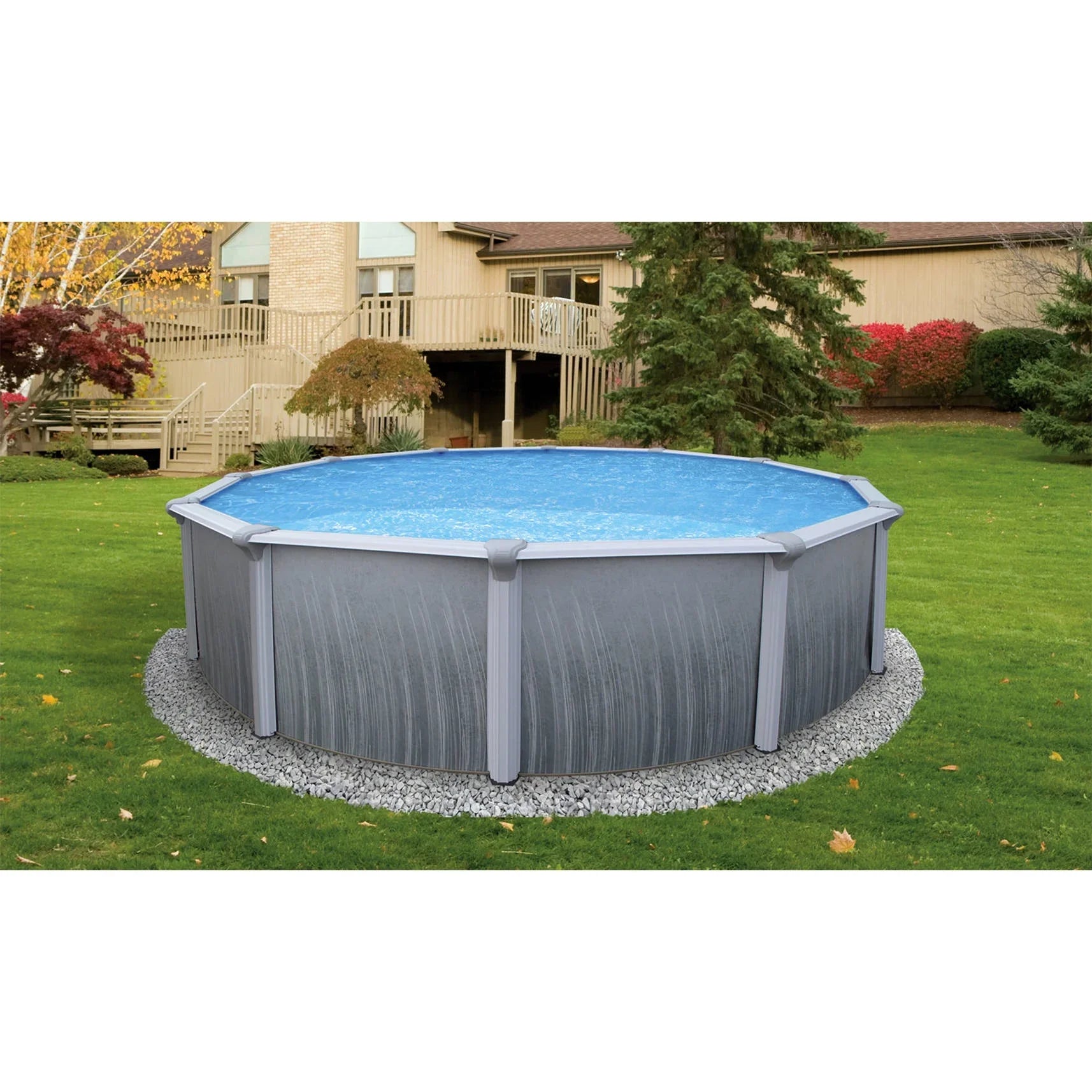 Martinique Pool Bluewave Rail 7-In With Steel Top Round 52-In 18'
