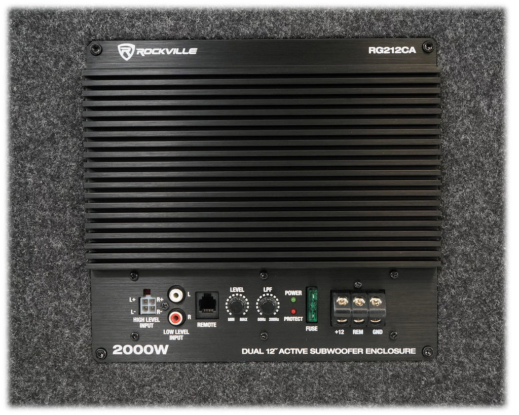 Car RG212CA Kit Vented Powered Rockville 2000w Subwoofer 12 Dual inches Enclosure+Amp