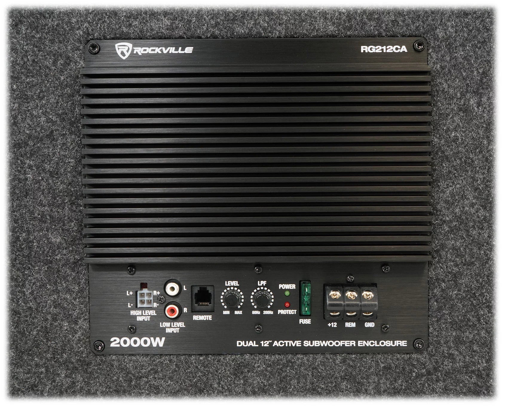 Car RG212CA Kit Vented Powered Rockville 2000w Subwoofer 12 Dual inches Enclosure+Amp