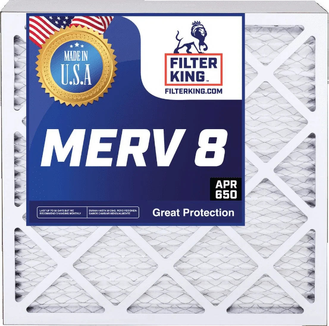 Air Filters 20x20x0.5 Size: A/C 19.5 | Actual HVAC MERV IN Furnace Filter | MADE 19.5 | 4-PACK x 8 USA 0.5" Filter | x Pleated King
