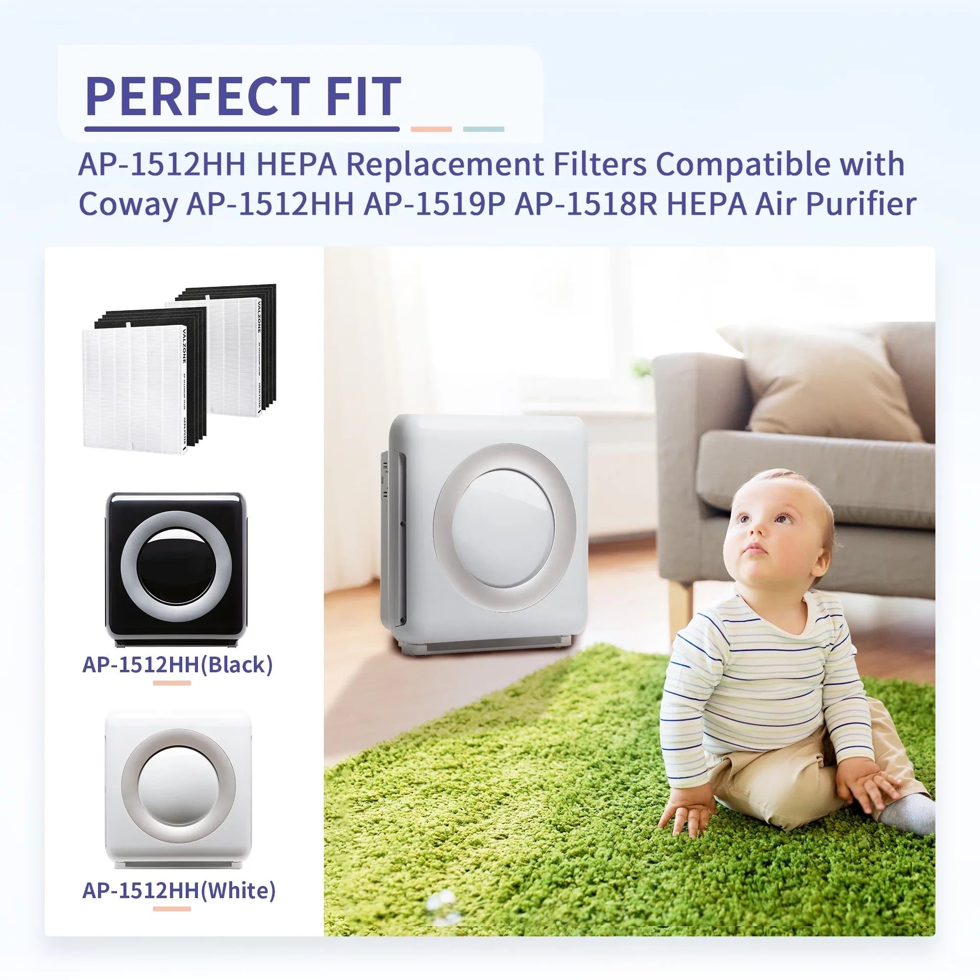 Coway Filter and AP-1512HH Compare Airmega HEPA Coway Part#3304899, Pre-Cut with DAJDAH Compatible 200M to 8 AP-1519P Carbon AP-1512HH 2 + AP-1518R, Purifier Filter | Air AP-1512HH-FP