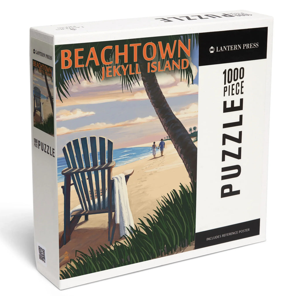 Piece Puzzle, on Island, the Jekyll Beachtown, Georgia, Lantern Chair Beach Jigsaw Adirondack 1000 Press