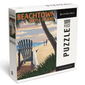 Piece Puzzle, on Island, the Jekyll Beachtown, Georgia, Lantern Chair Beach Jigsaw Adirondack 1000 Press