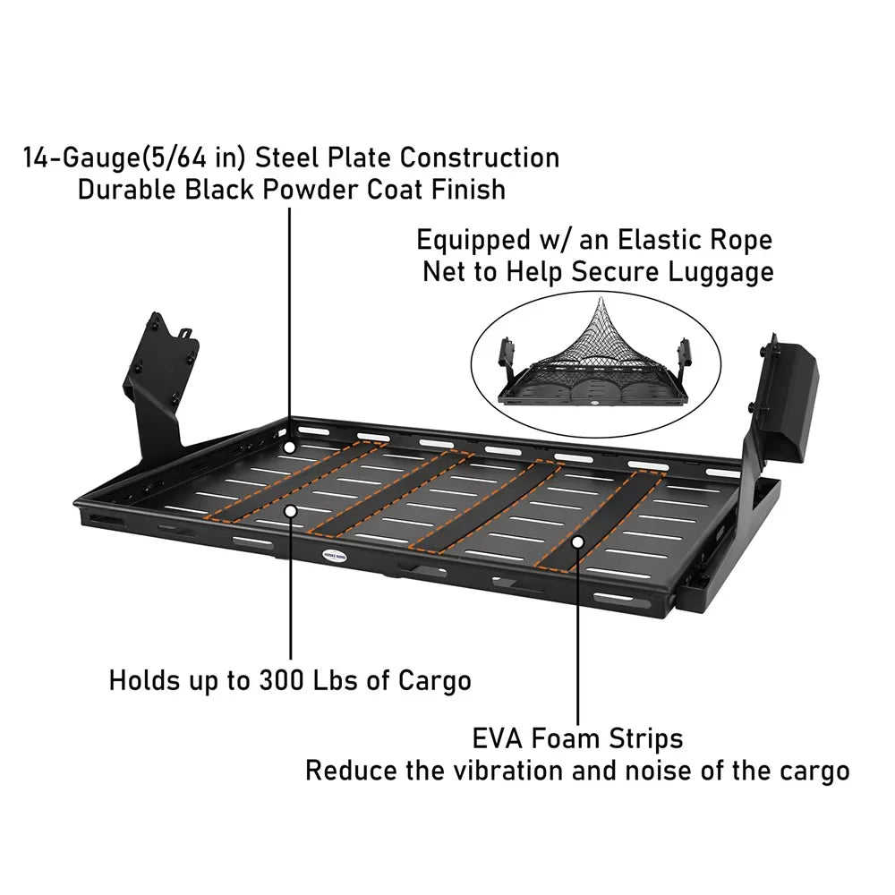Fit Rack Bronco Basket Box Luggage Rear Black Road Cargo 2021-2023 Ford Hooke 4-Door