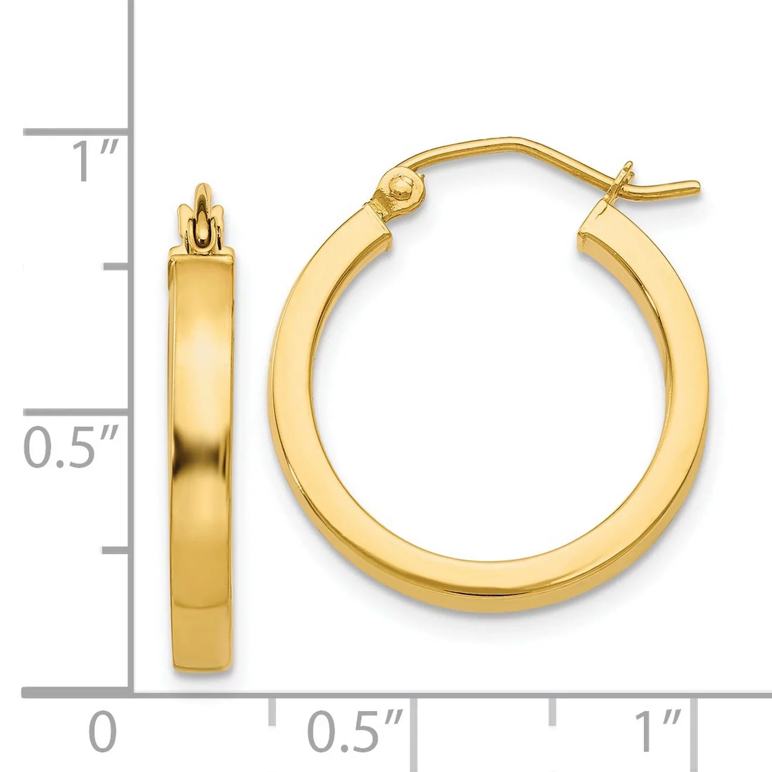 Hoop 14k in Tube Real Yellow Gold 2x3mm Rectangular Earrings