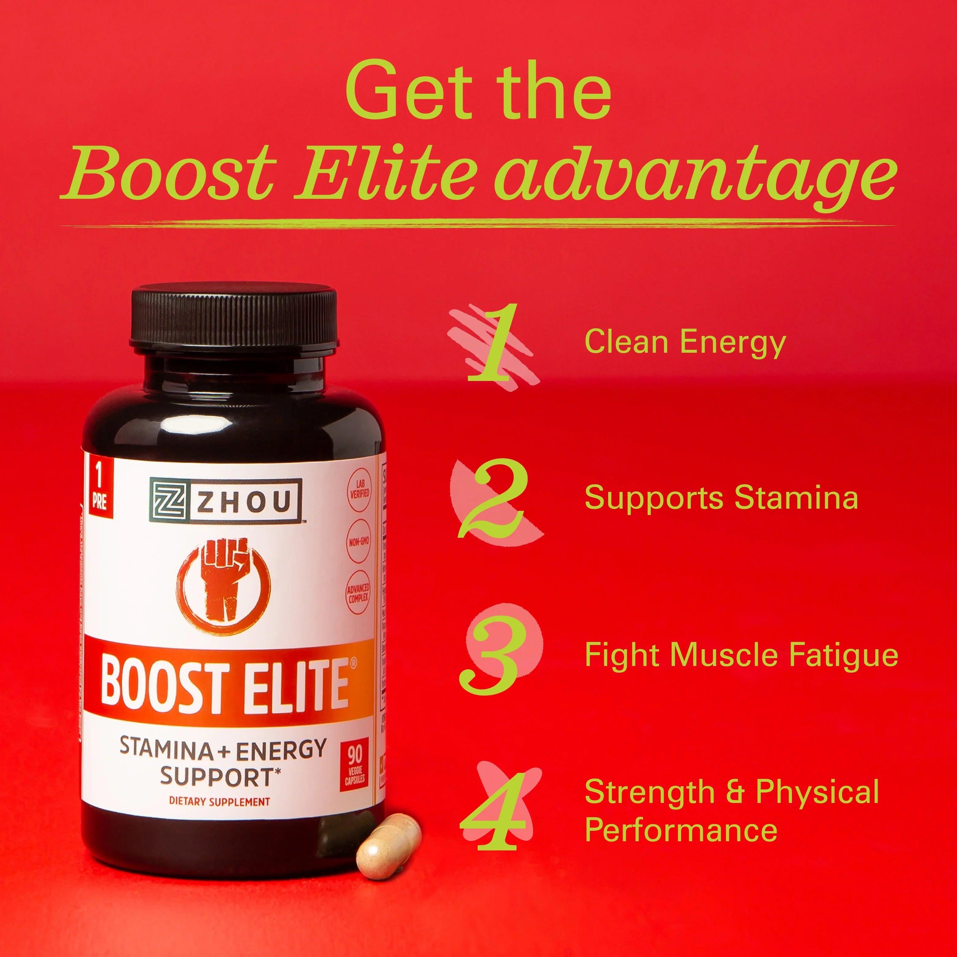 Veggie Increase BOOST to | Formulated & Caps 90 ELITE Zhou Booster Test 30 Energy T-Levels | Servings,