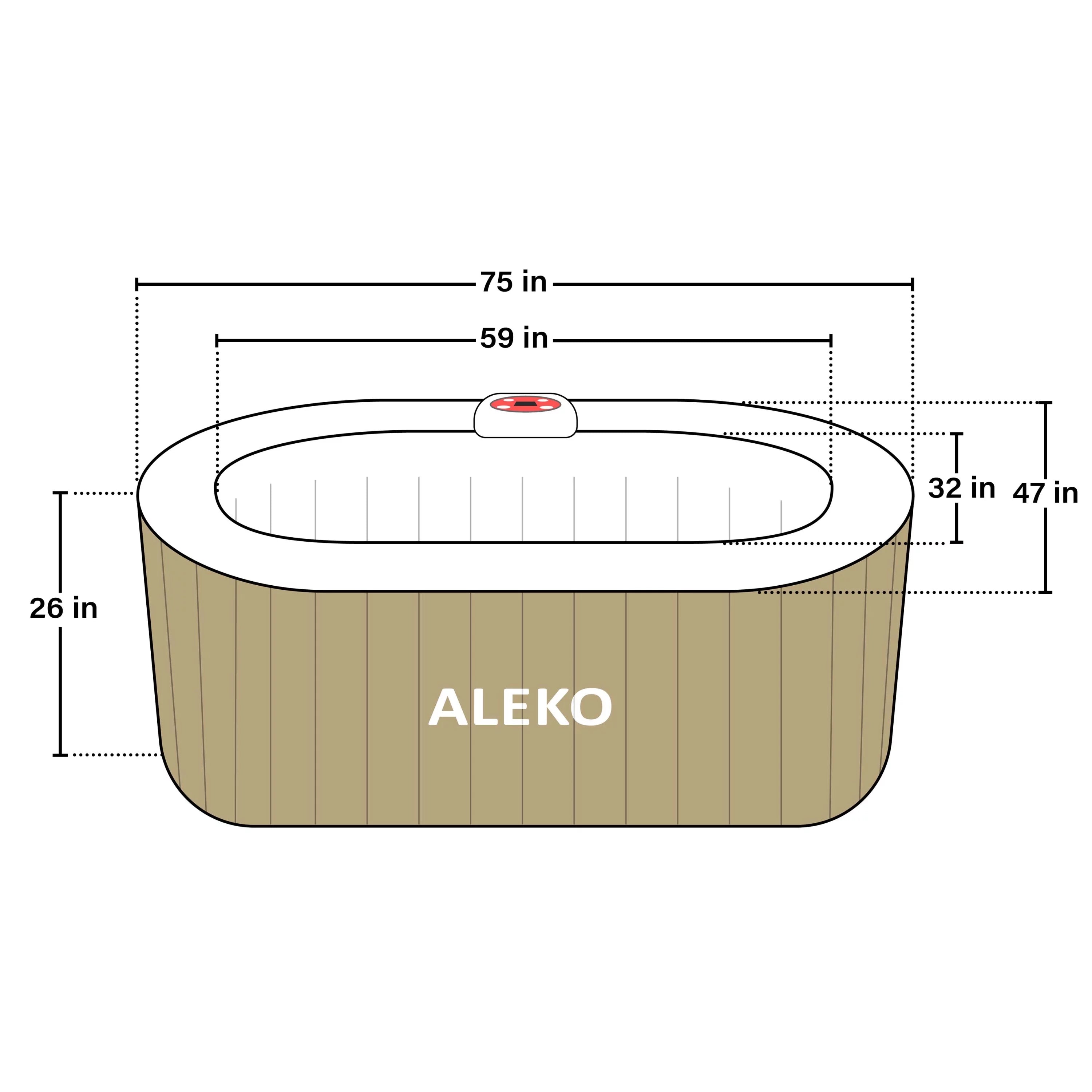ALEKO Inflatable with Brown Cover Hot Gallon Oval 2 Jetted 145 Person Tub