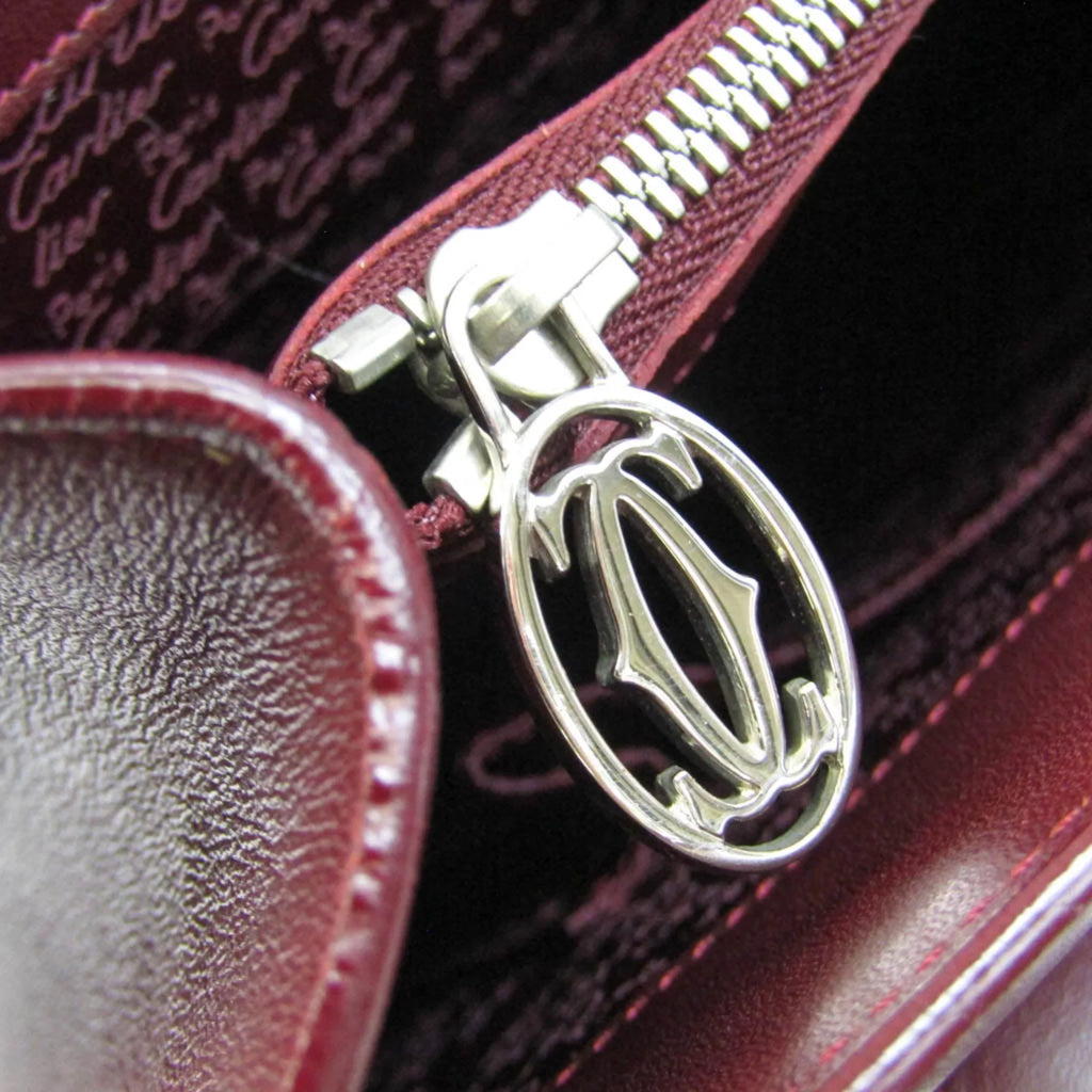 Bag Pre-Owned Tote Cabochon (Good) Cartier Women's Bordeaux Leather