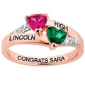 or Ring High Double School Sterling College Now Class Personalized, Order for Birthstone Diamond Freestyle Heart Accent Graduation, Silver,