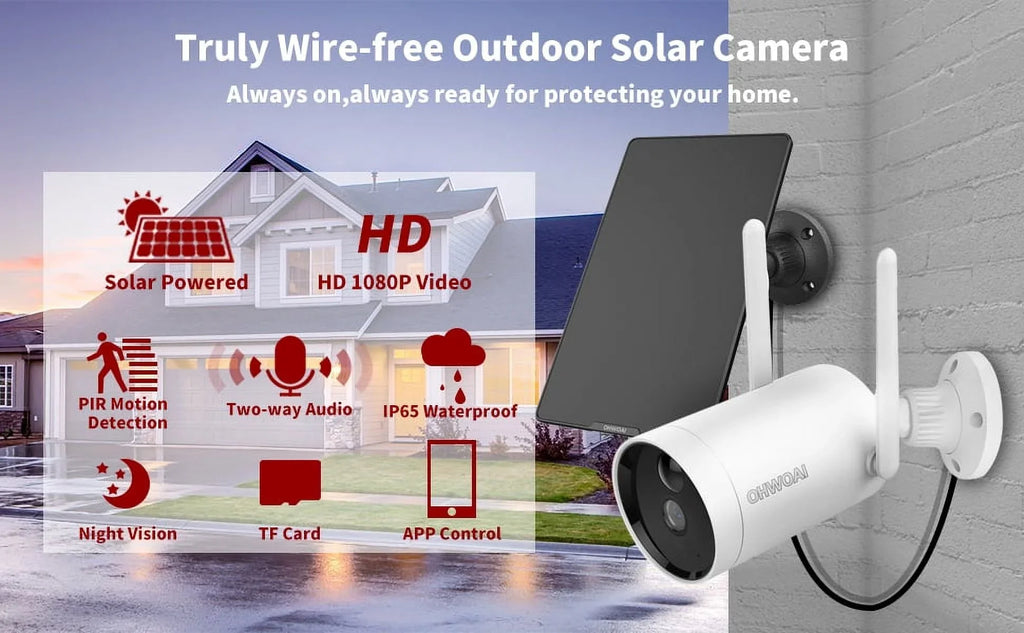 Camera, Two-Way Solar Solar Motion & Camera, Waterproof, Powered WiFi PIR Panel, Home IP with Audio》Outdoor Night Detection, Battery Wireless Security Vision Camera Surveillance Rechargeable 《Truly