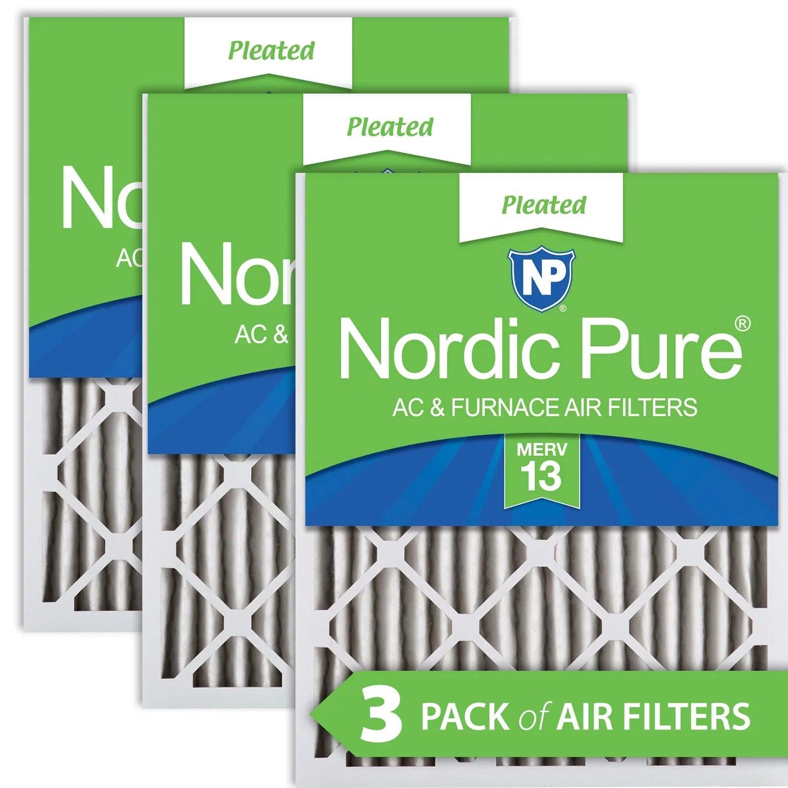 3 Filters Pure 13 Air Nordic 24x24x2 Pleated MERV Pack