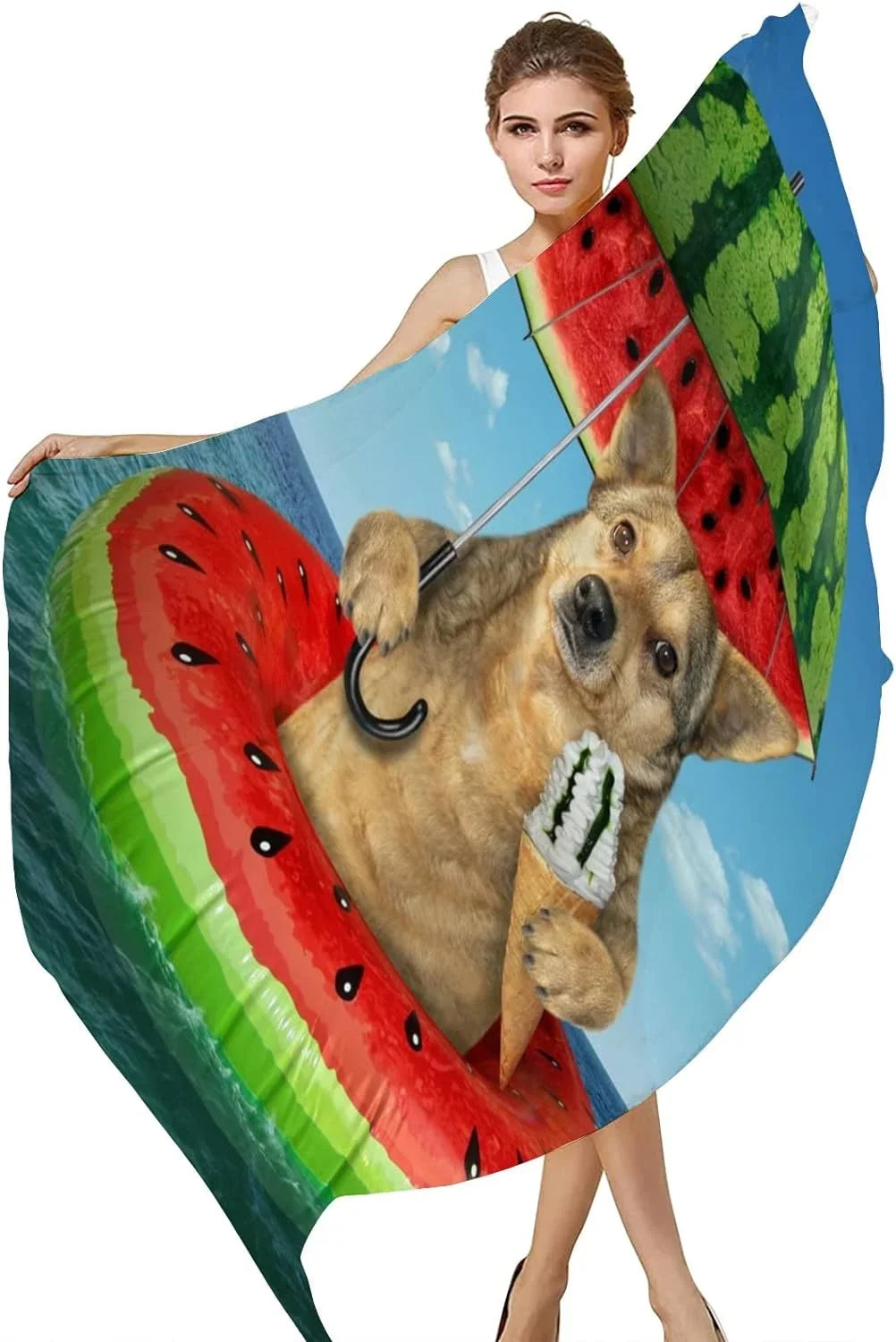 On Scarf Silk Watermelon Circle Inflatable Hyjoy Lightweight Wrap Women Dog Long Scarves Shawl Neck Girls for