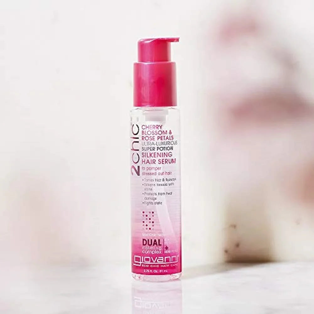 Free, GIOVANNI Hair Potion & Ultra (Pack Vera, Safe Super Hair, Paraben Blossom Smooths Aloe Curly 4 Rose Wavy 2chic of Silkening 3) oz. Cherry Petals, Serum, Luxurious Pro-Vitamin B5, Color &