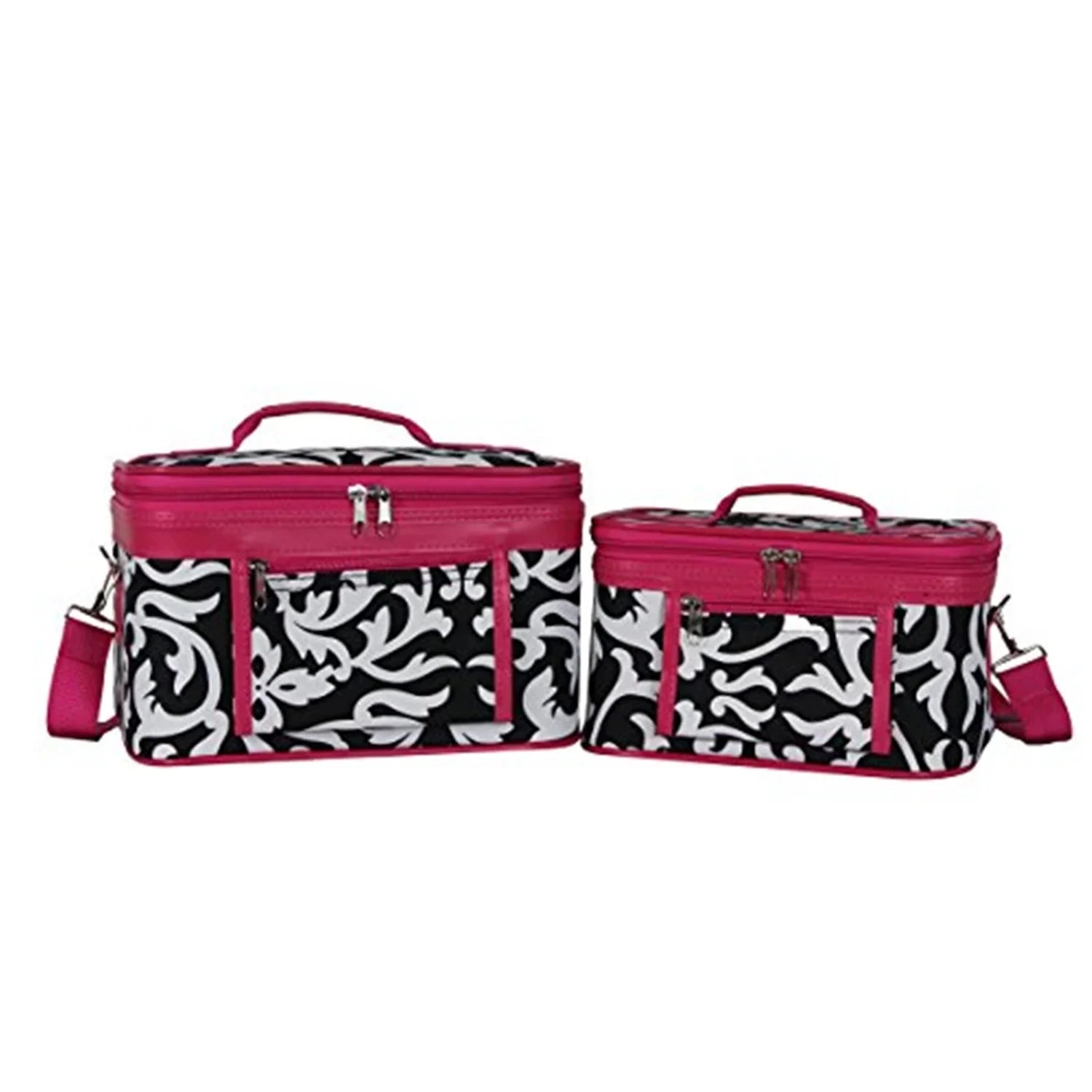 Pink Case Traveler Set Cosmetic Damask 2-Piece Trim World -
