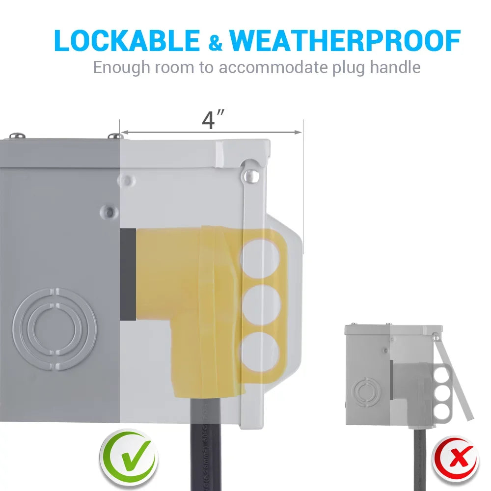 Lockable Box Plug, Motorhome Weatherproof MICTUNING Enclosed Power Travel Power RV 14-50R Gray Panel 125/250V, 50 RV Amp Outlet Camper Box Trailer NEMA for Outdoor RV Electrical Receptacle