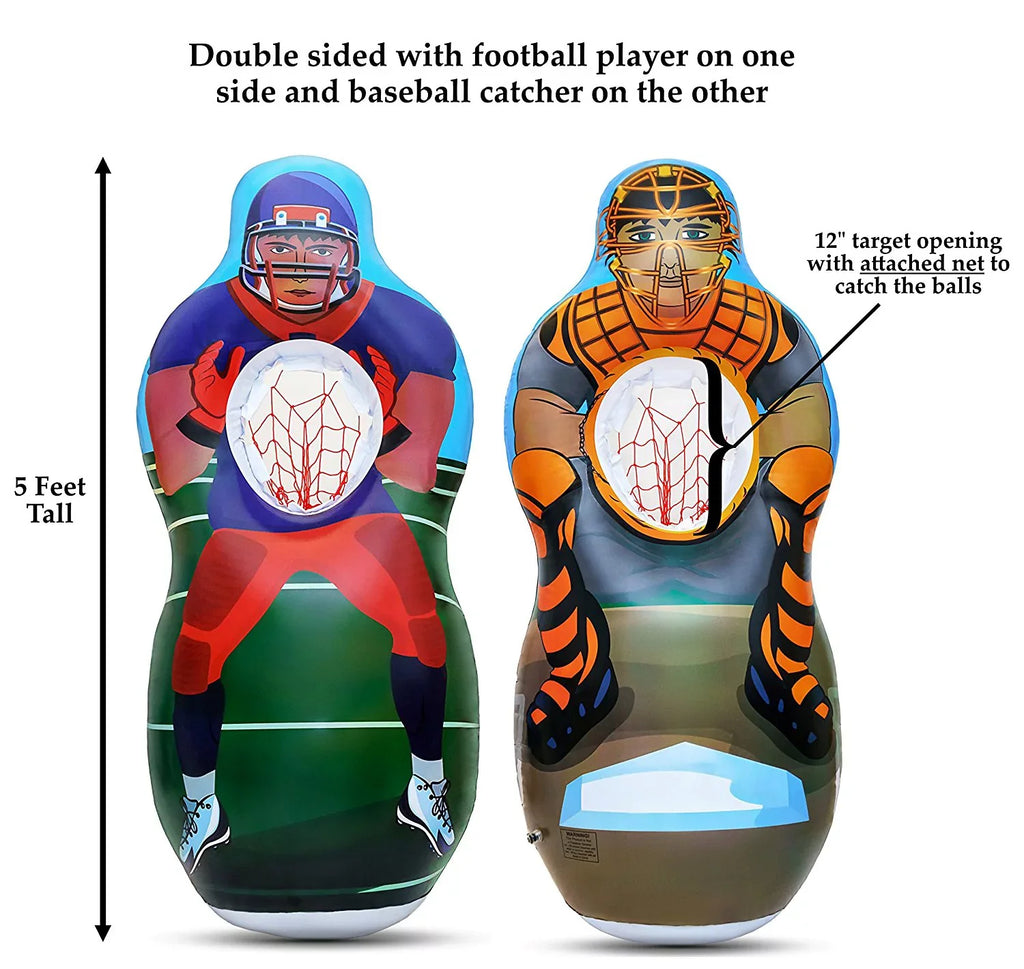 Includes Foot 2nd Target Tall One Target Football Side), Mini on Set - and on and Inflatable Inflatable Sided & Baseball Mini 5 Player Two Baseball side Soft Baseball Catcher a Football one (Football