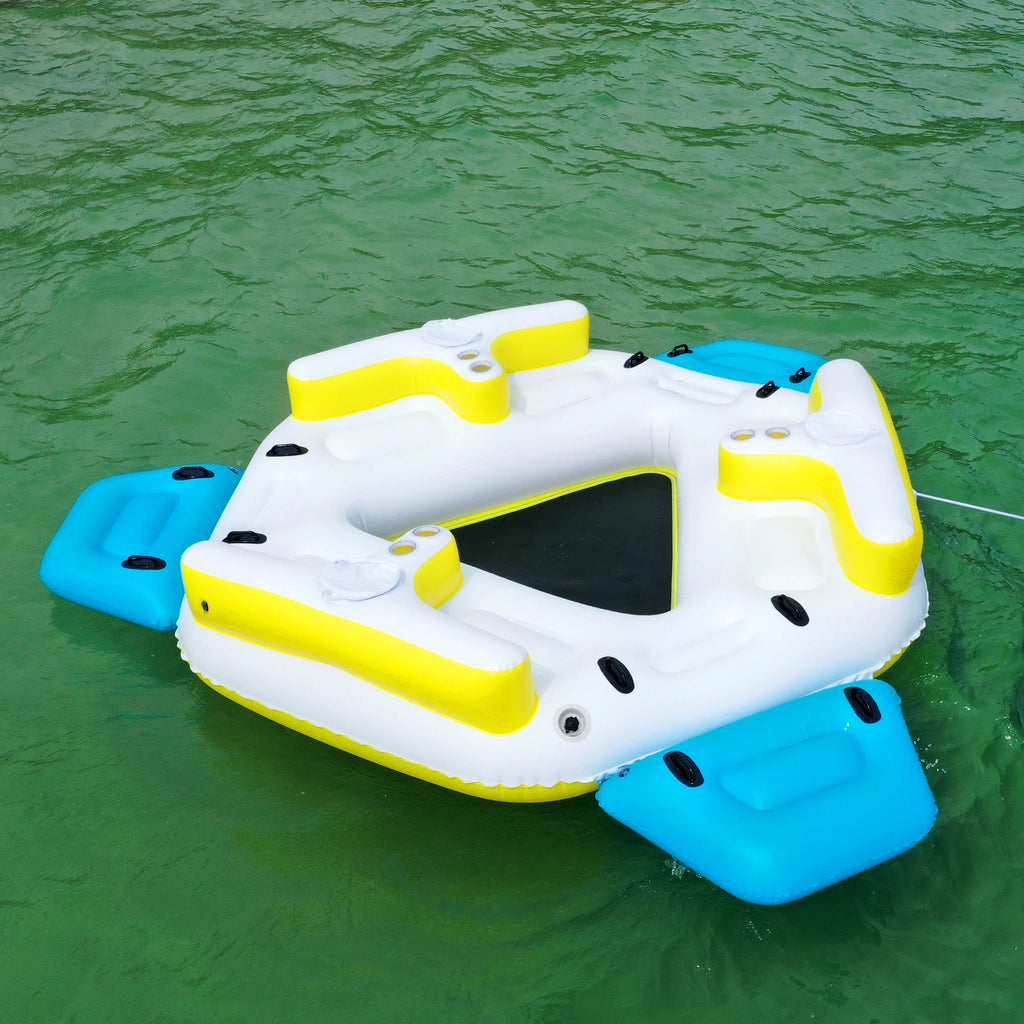ALEKO IFI6P Island Raft Coolers Floating Person - 6 Holders Lounge with and Cup Inflatable