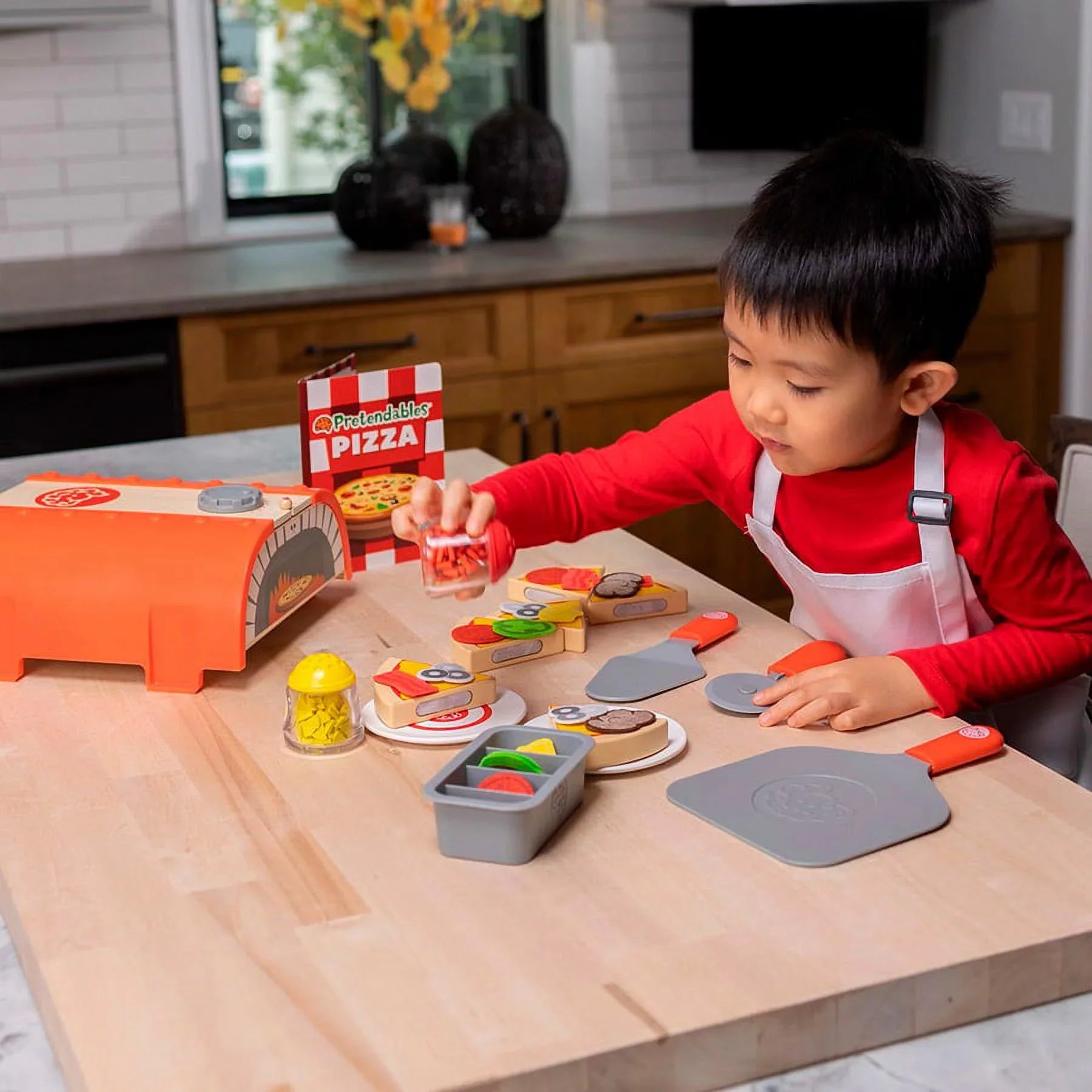 Storage, Set Pretend with - Oven Playset Fat Brain Pretendables Pizza Toys 3+ Backyard