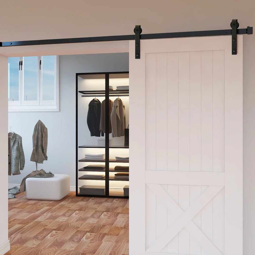 Door Door Hardware Single Track J Sliding 8FT for Hanger BENTISM Barn Kit Closet