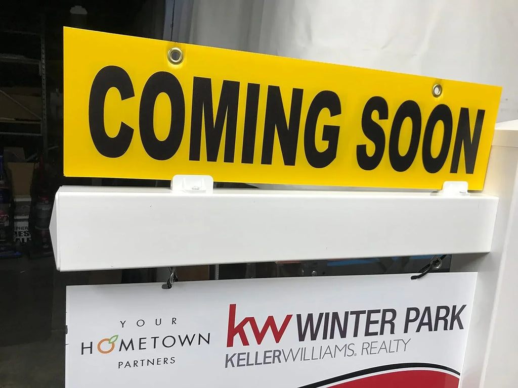 4Mm, ***Sign Sign Sign Yellow Sign Included, SOON Board Yellow Same Pack COMING Ship Plastic Metal Sign 24" Post SOON) X Sides Not & D 4Mm, 6” , Corrugated (COMING 5 Pre-Printed Double