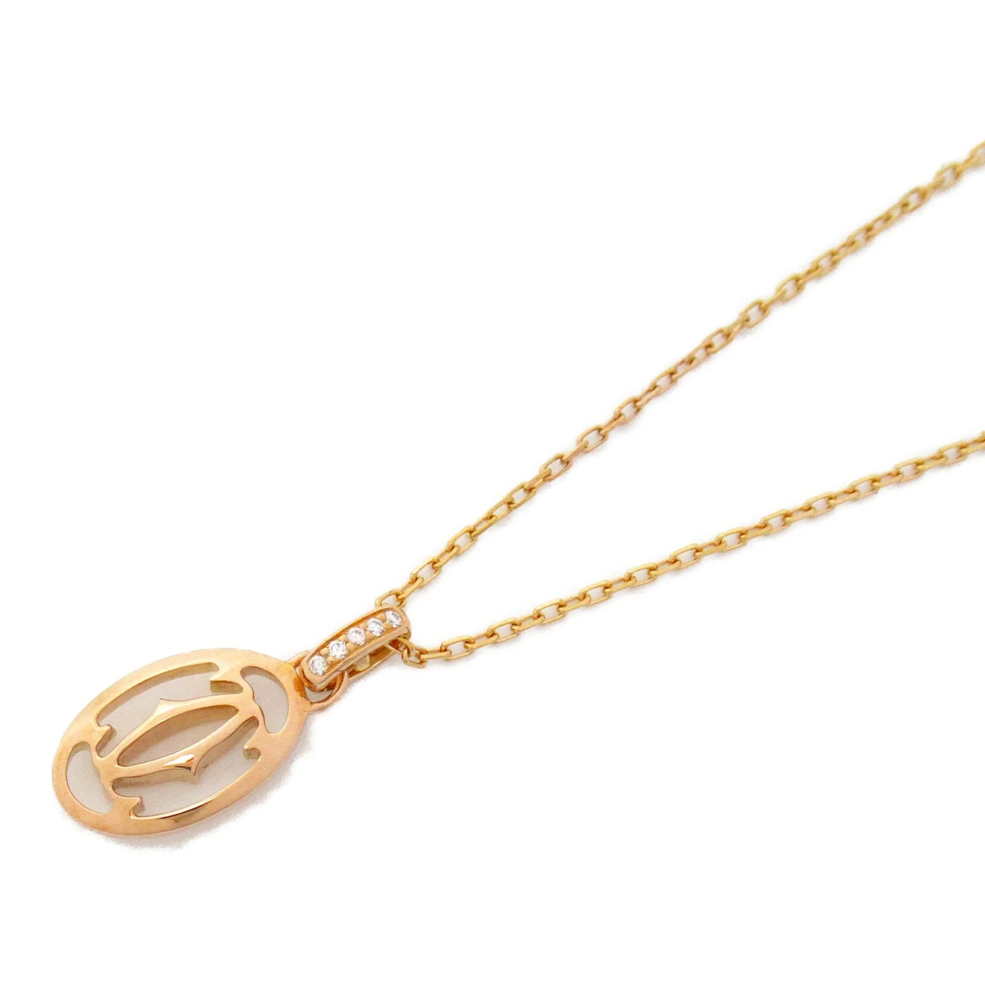 double Gold) Clear Necklace Logo Pre-Owned diamond (Good) K18PG(Rose Clear Necklace CARTIER