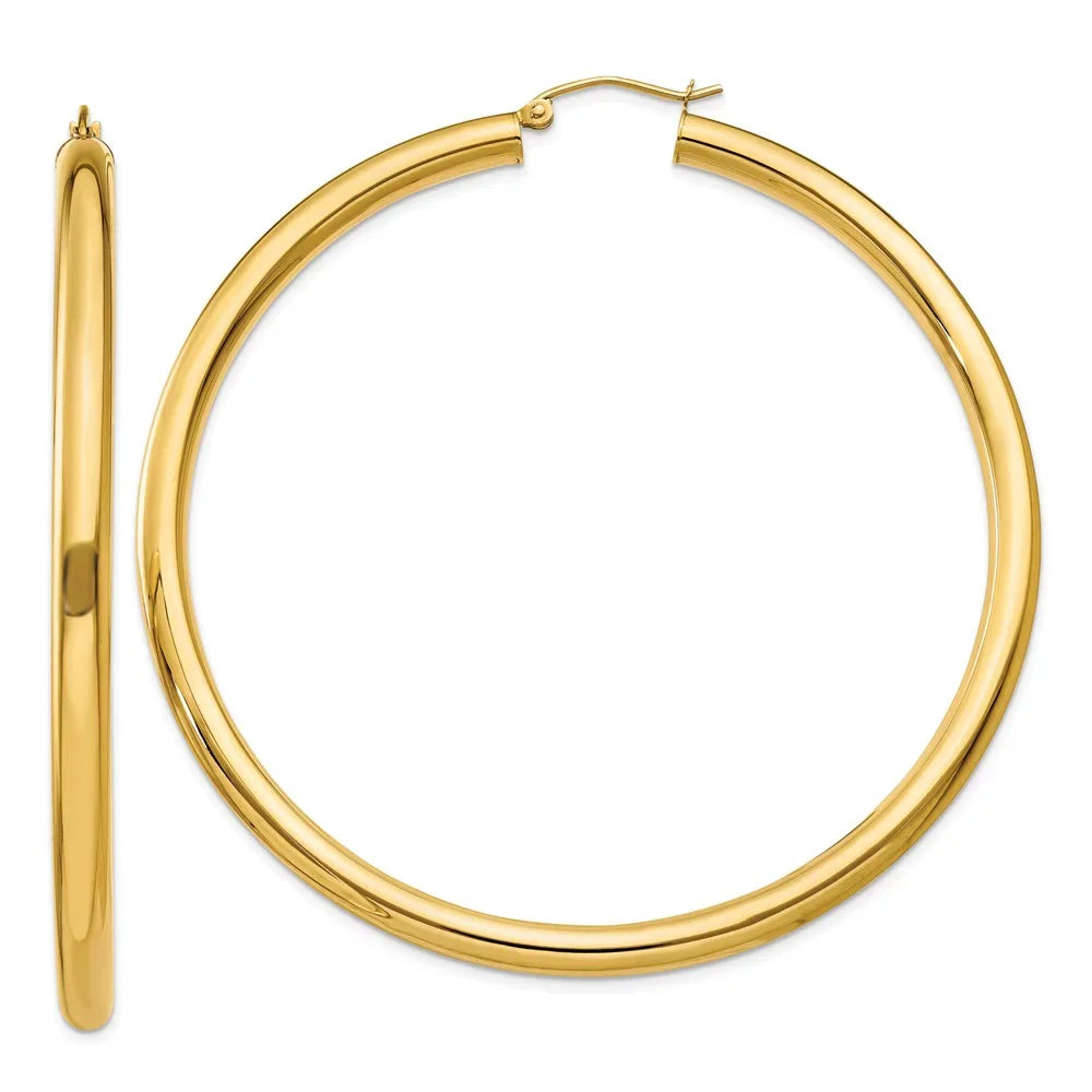 Adults Gold 14kt Yellow and for Real Hoop and Teens; Tube Men Polished Women Earrings; 4mm for
