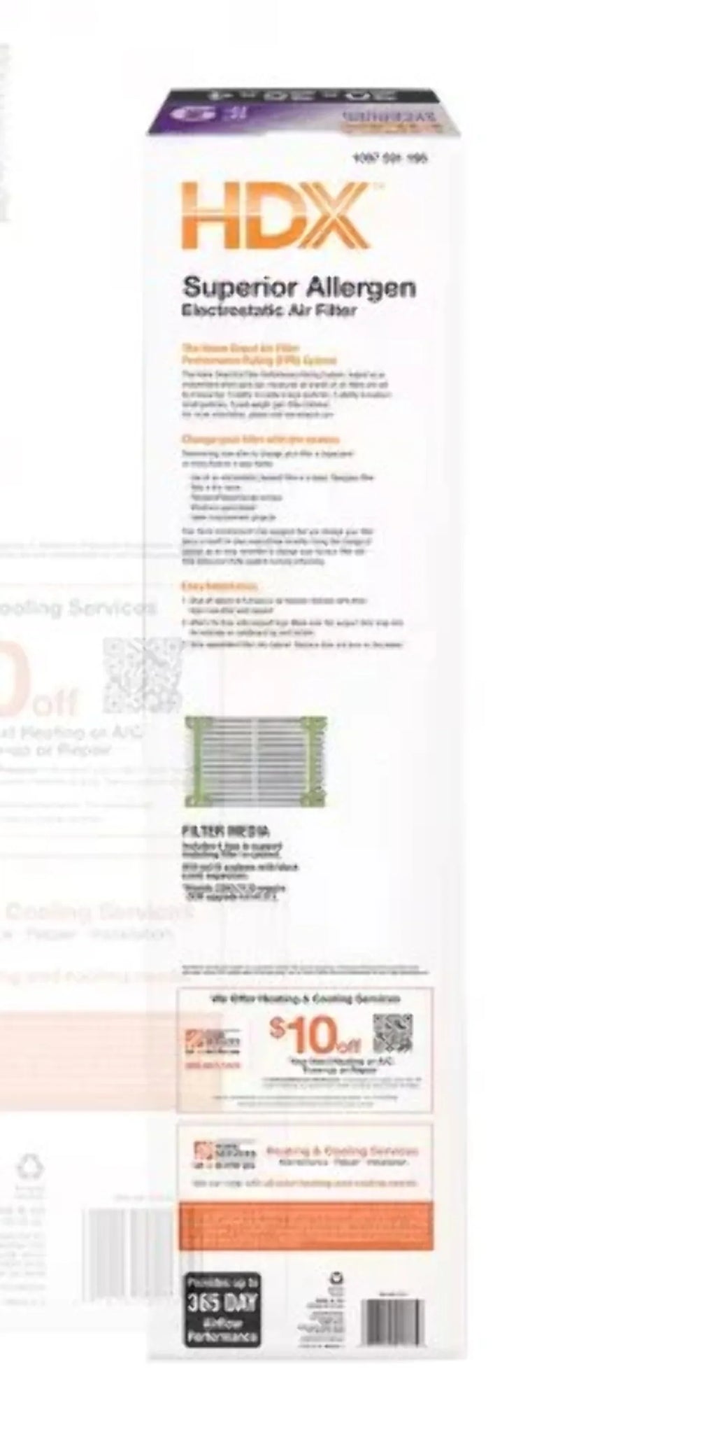 Filter 9, 25 4 in. 20 MERV in. HDX Replacement X Pleated 11 X AprilAire/Space-Guard FPR in. Air