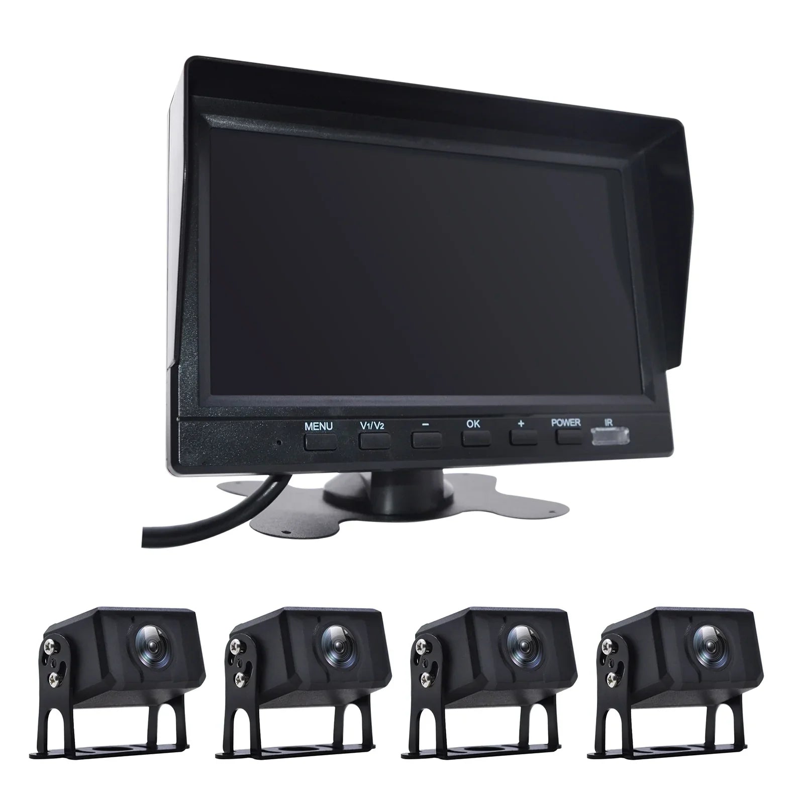 DVR RV Monitor Bus+4 View Rear Recorder Camera Video Driving for 7" Truck Backup