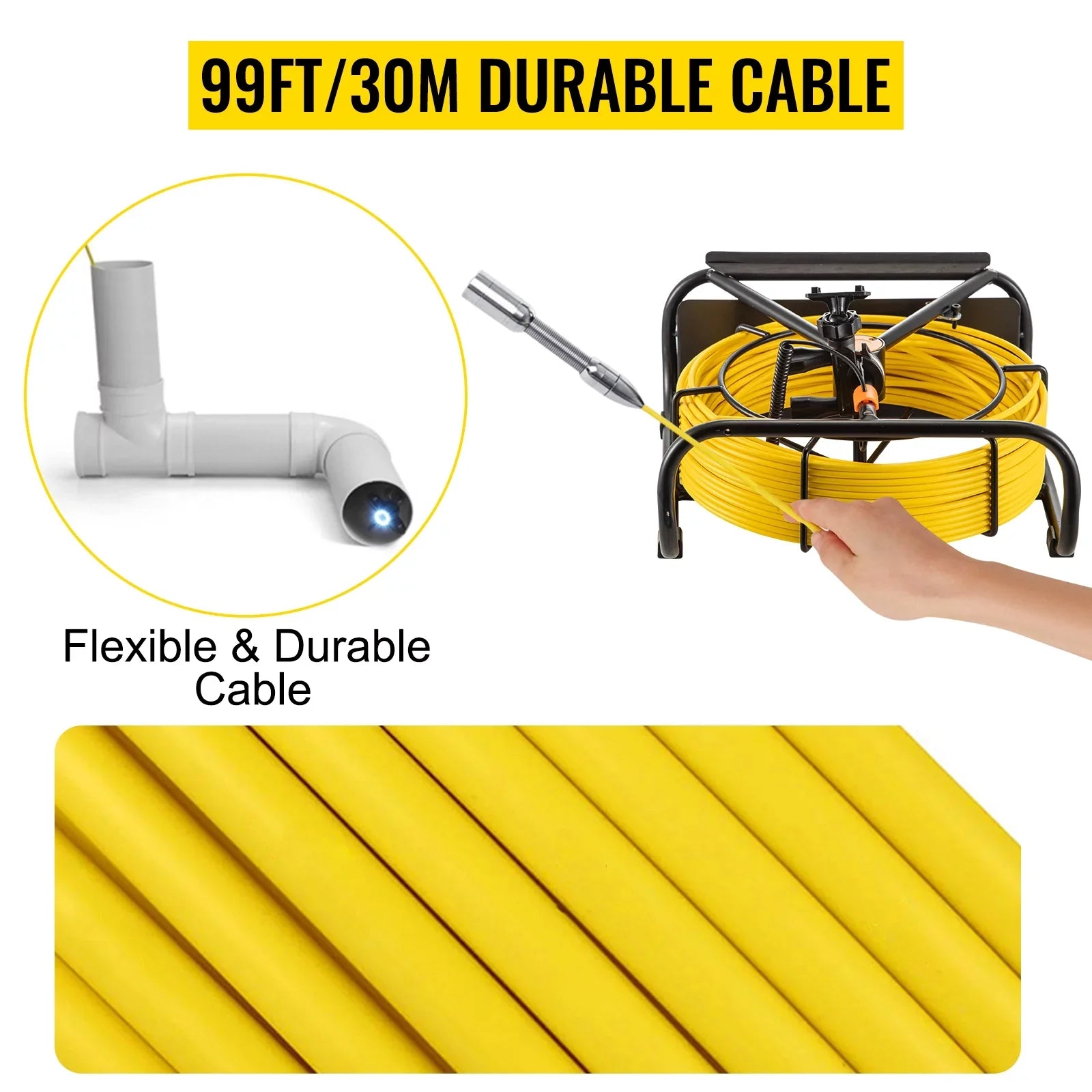 8500MAH Battery, 30M Camera, 98.4 Inspection Lithium Duct TFT Monitor with LCD Pipe Pipeline Camera FT, 4.3 Inch BENTISM Function, DVR LED, 6PCS Camera Camera Sewer Inspection
