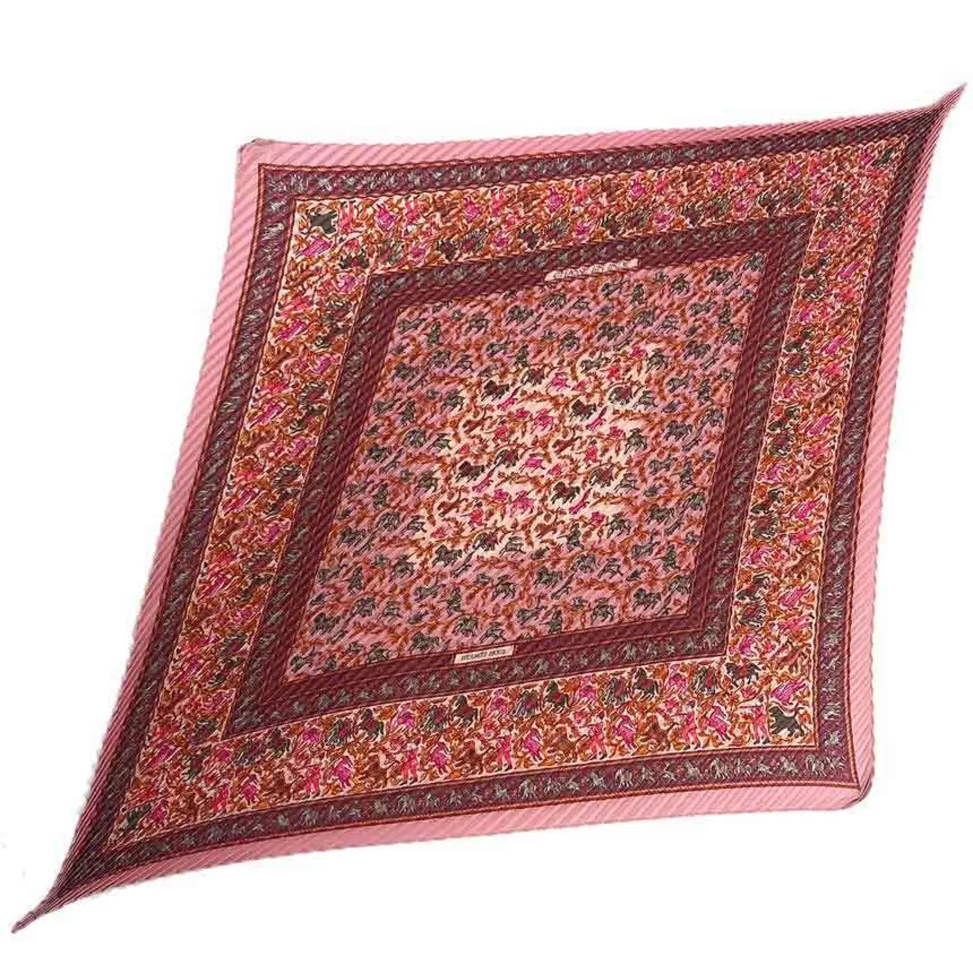 Silk EN Scarf INDE CHASSE Women's (Like Pink New) HERMES Hunting Pleated Carre Indian Hermes 100% aq5273 90 Pre-Owned