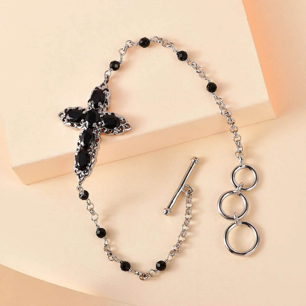 Spinel Shop Jewelry LC Day Plated Cross for Black Mom Bracelet Ct Mothers 4.79 Women Oval Platinum Gifts for