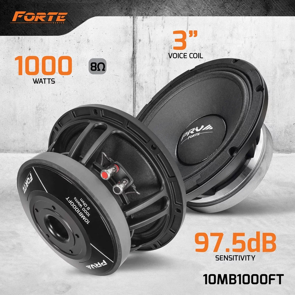 (Single) 97.5 Midbass Pro 10 dB Systems, for Sound Custom AUDIO RMS, 10MB1000FT 500 Program Speaker Inch Speakers Bass 1000 Mid Watts Loudspeaker, Ohm 8 Power, Watts PRV