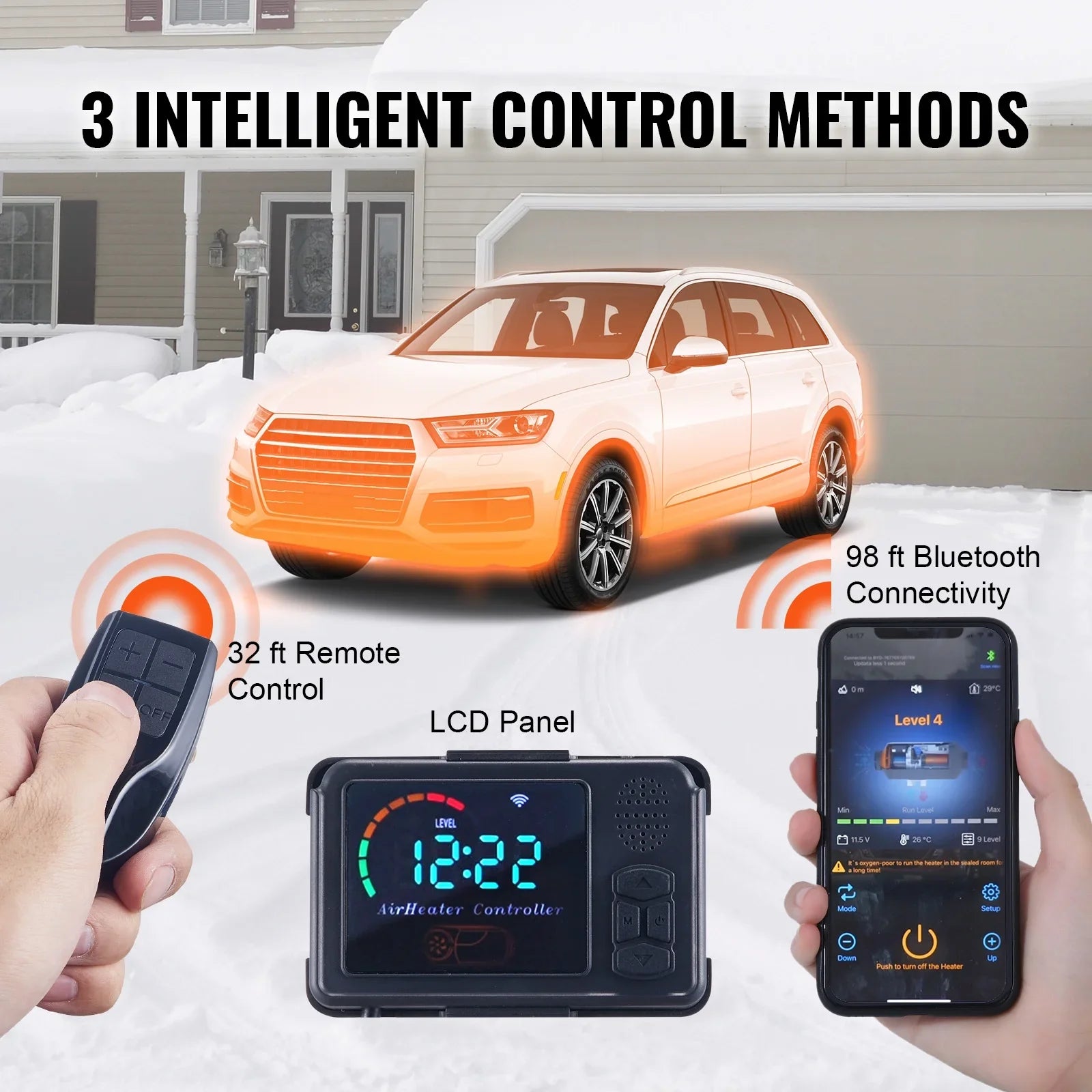 RV Heater Trailer KW Parking Diesel BENTISM 8 App and All-on-one Home Portable Bluetooth LCD, Camper with Control Heater, for Automatic Air Boat Adjustment, Altitude Remote Heater Van Diesel Control