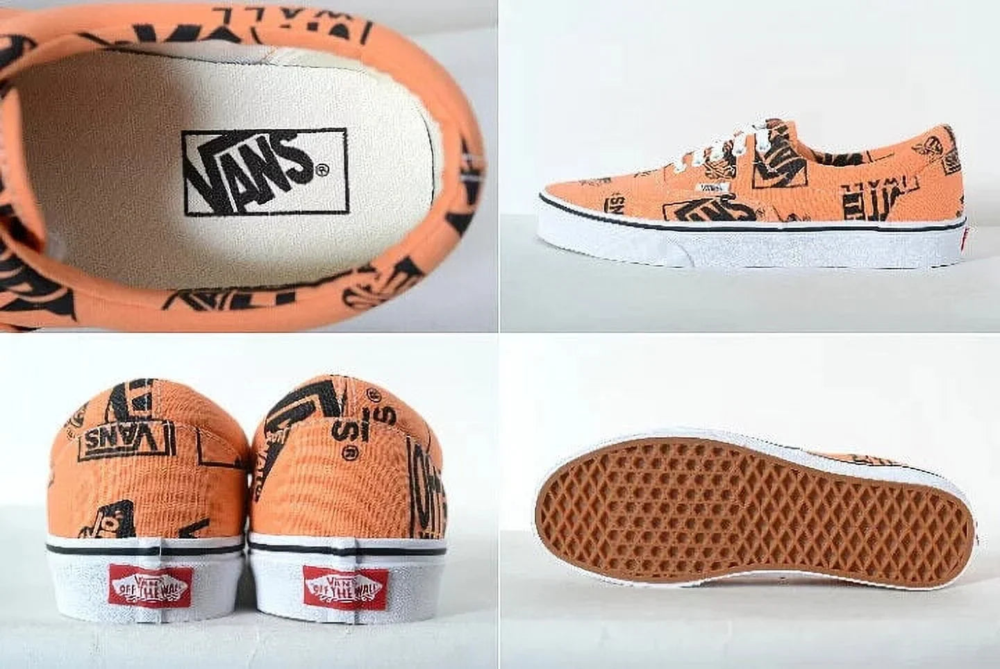 9 MEN ERA CLASSIC SIZE SKATEBOARD SHOES MIX TANGERINE/BLACK NEW LOW LOGO VANS