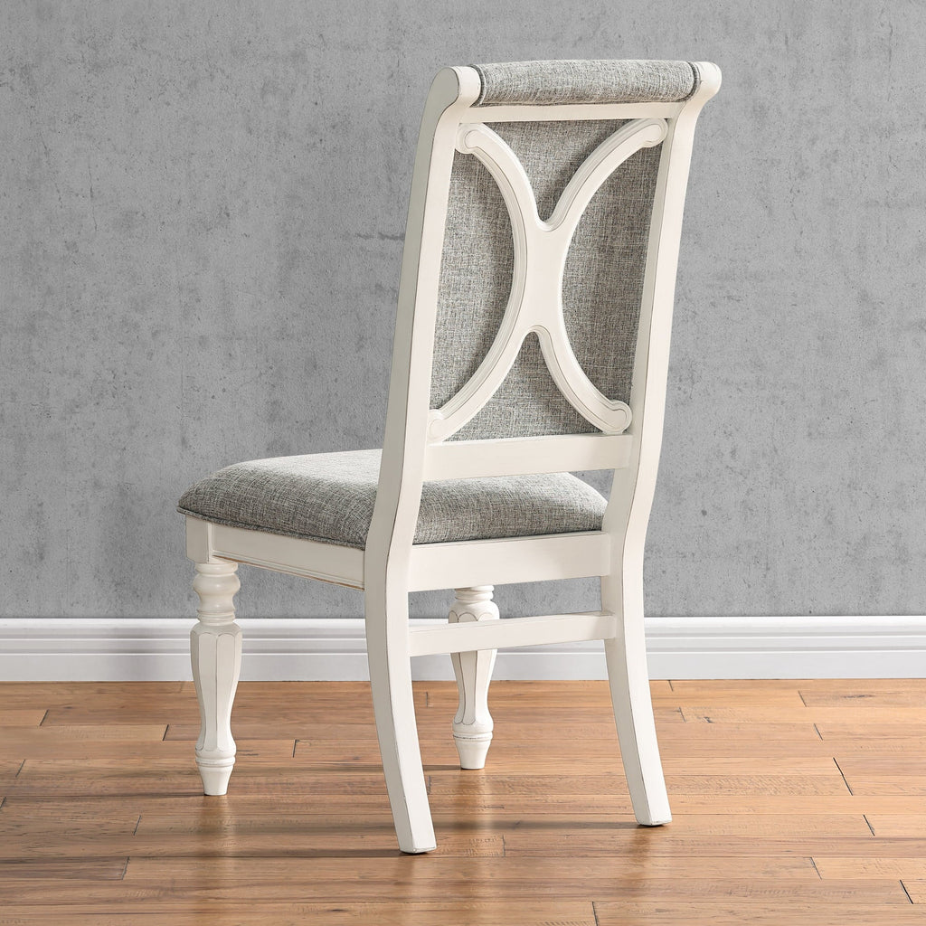 Country White Weathered Oak Belleza Finish French Set Furniture Roundhill and Antique Dining 5-Piece in