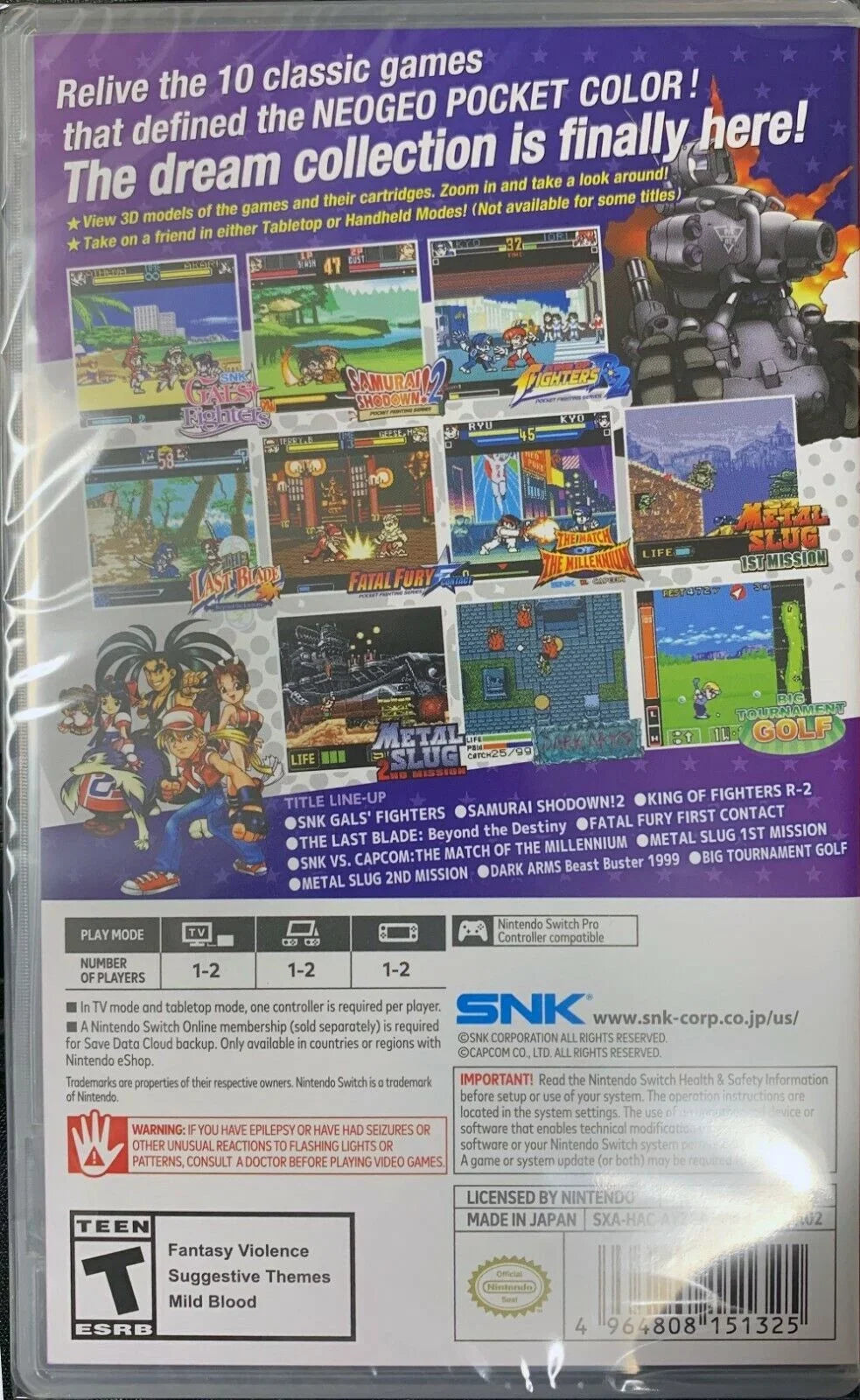 Switch Neogeo 1 Selection Color Vol Pocket