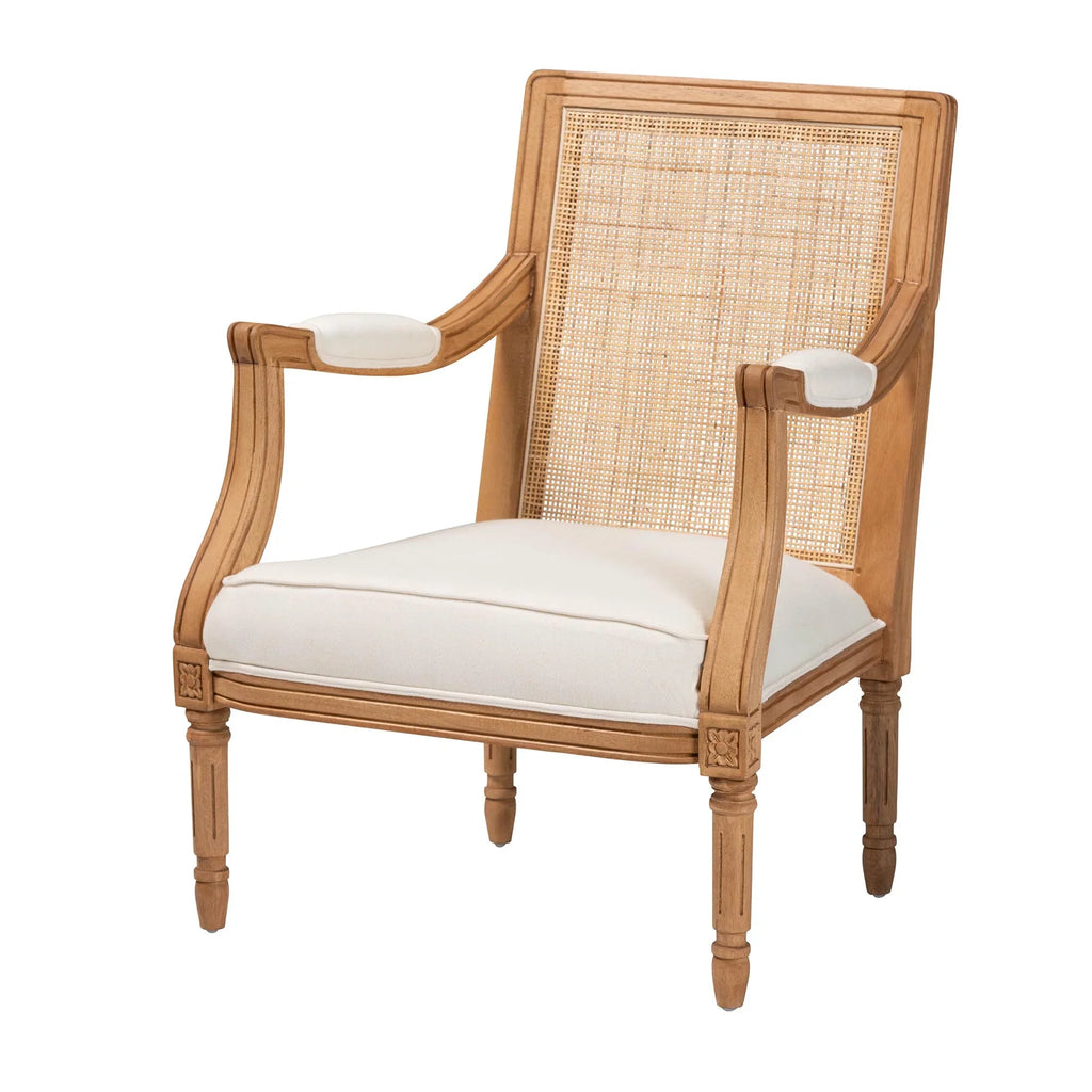 Fabric Traditional Studio Garridan French Accent Baxton Finished Honey Oak and Chair Beige Wood