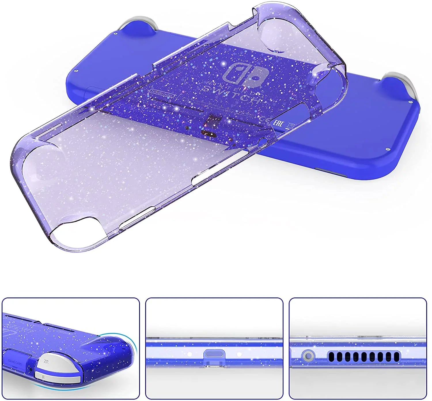 Nintendo HEYSTOP Case Lite and for Case Lite Travel Glitter Thumb Lite,Protective Switch Portable Carry Cap,Blue Console Case Nintendo Accessories,Switch for Hard Protective Switch with and TPU Case