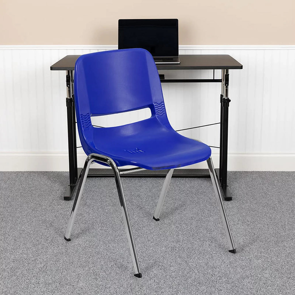 Furniture Kid's HERCULES [RUT-14-NVY-CHR-GG] with Seat Navy Series Flash lb. 14" and Chair Frame 440 Chrome Capacity Stack Shell Ergonomic Height