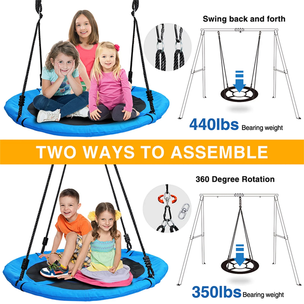 and 440lbs Saucer Metal Tree Set Swing Trekassy Metal Swing with Stand 40 Inch A-Frame Duty Swing, Swivel Heavy