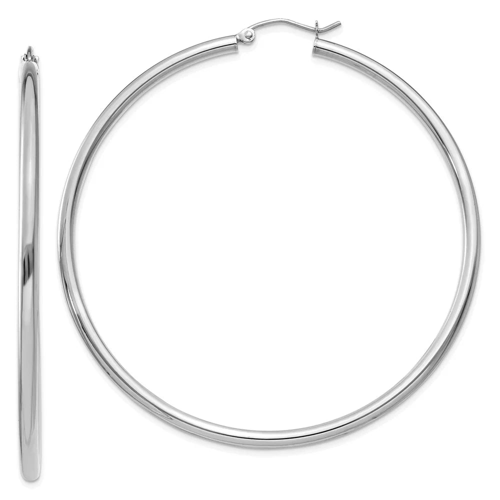 and Real Hoop and White Women for Men 14kt 2.5mm for Tube Polished Gold Earrings; Adults Teens;