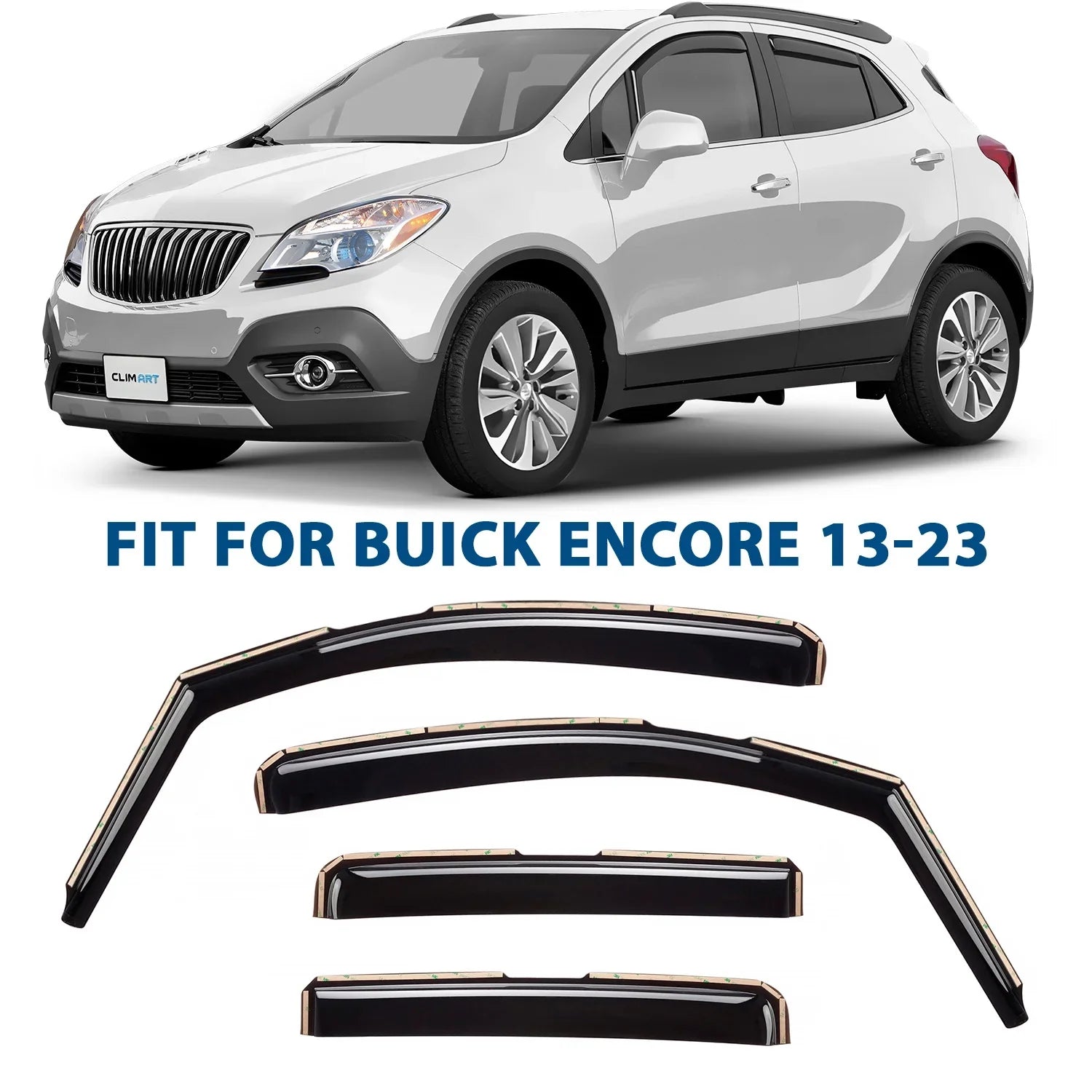 Rain - 4 Vent Incredibly Visors, for Vent CLIM Window Original Deflector, Window Durable pcs. 2013-2023, 613268 Buick Deflectors, in-Channel ART Guards Encore
