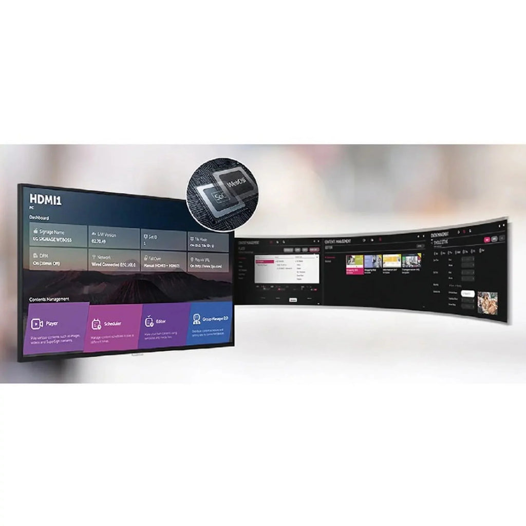 4K Display, LCD Signage Black Monitor 49\" LG Video